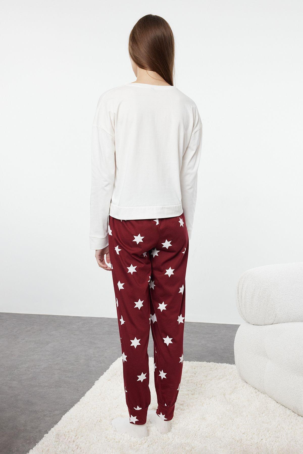 Red Patterned Knitted Pyjamas Set, , large image number 3