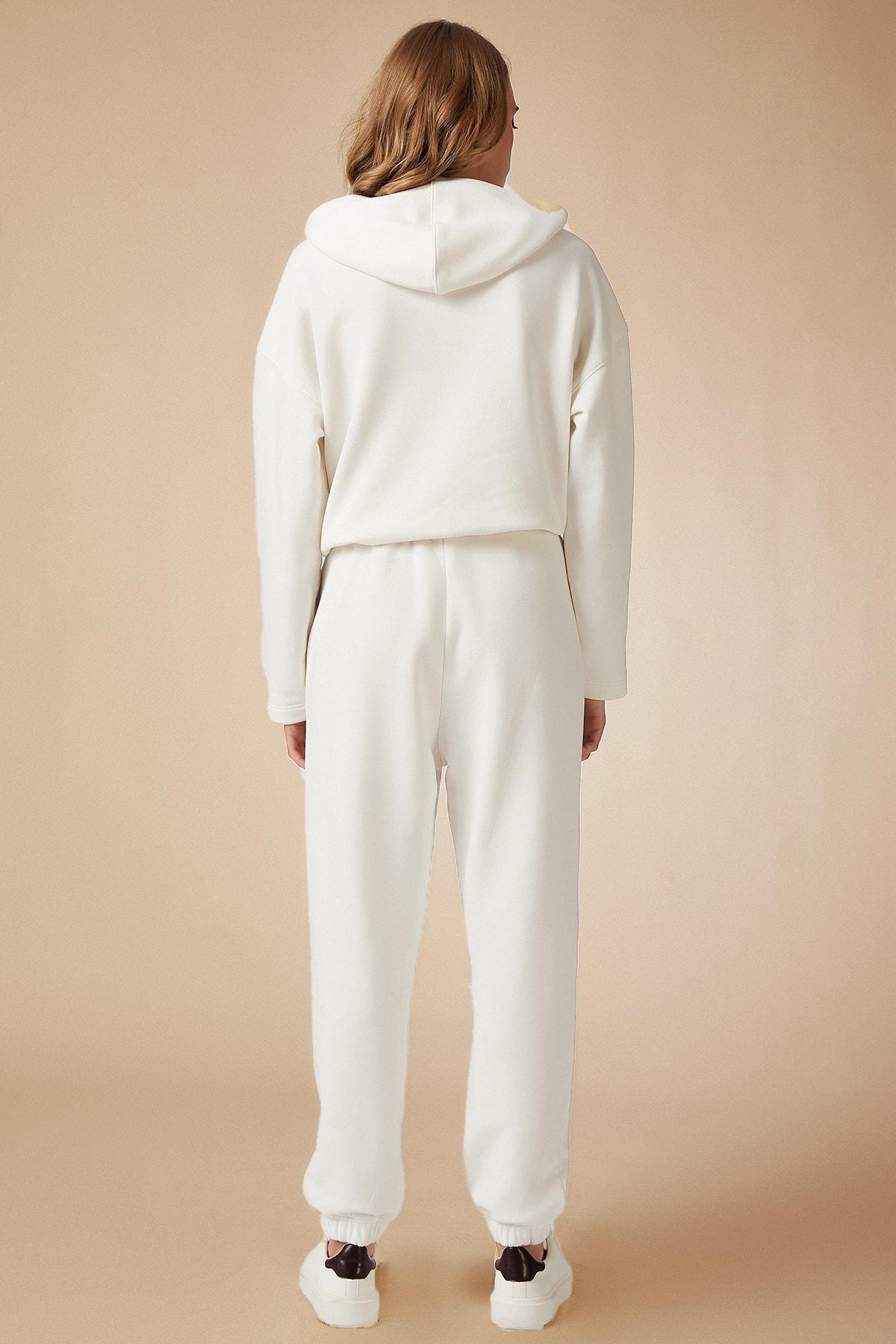 White Fleece Printed Sweatsuit Co-Ord Set, , large image number 2