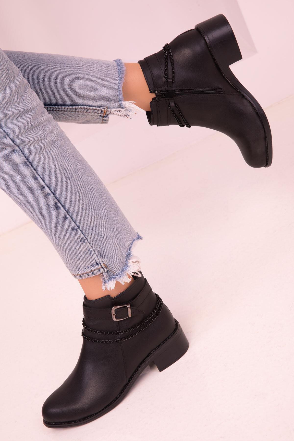 Black Leather Matte Boots, , large image number 1