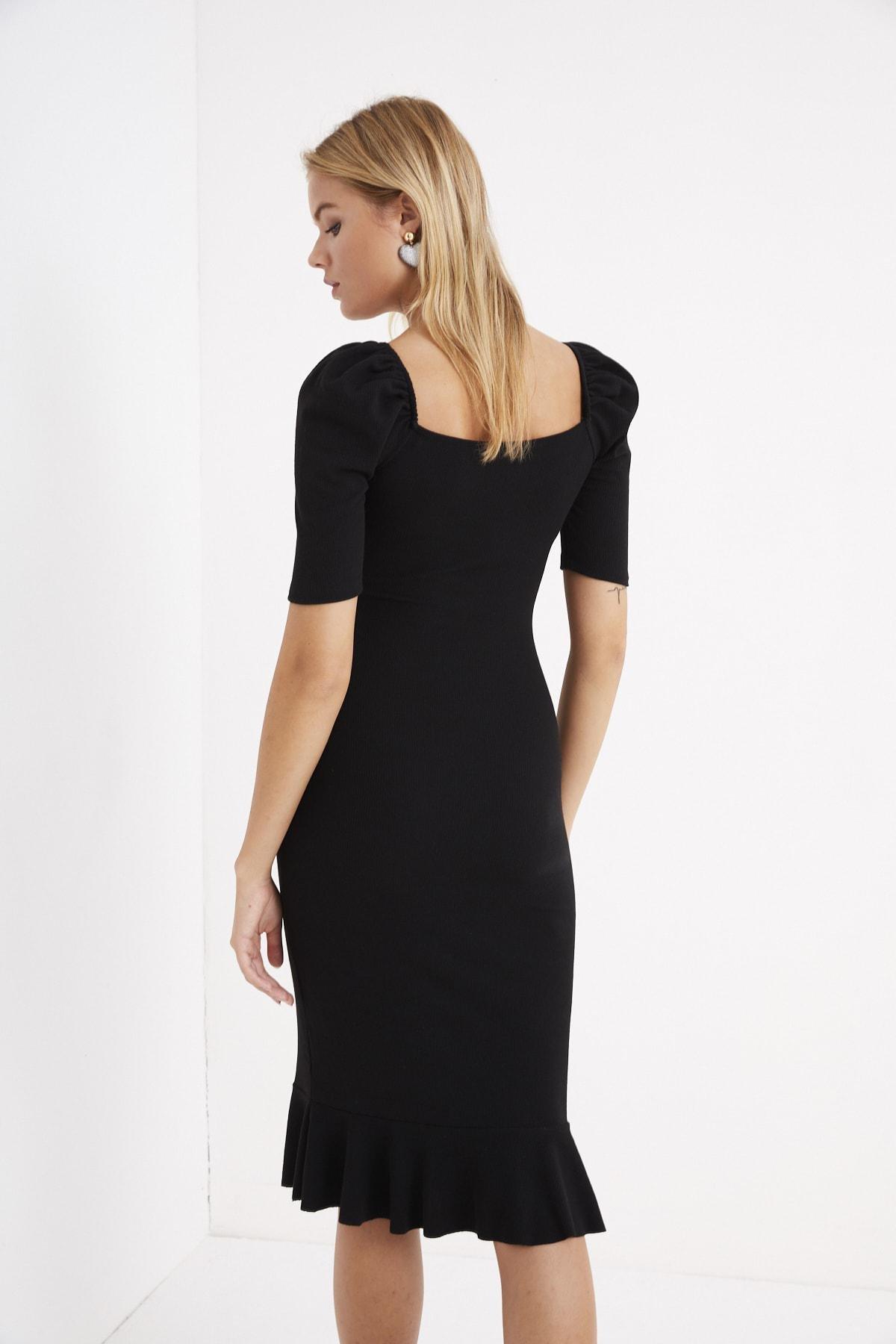 Black Scoop Neck Bodycon Dress, , large image number 3