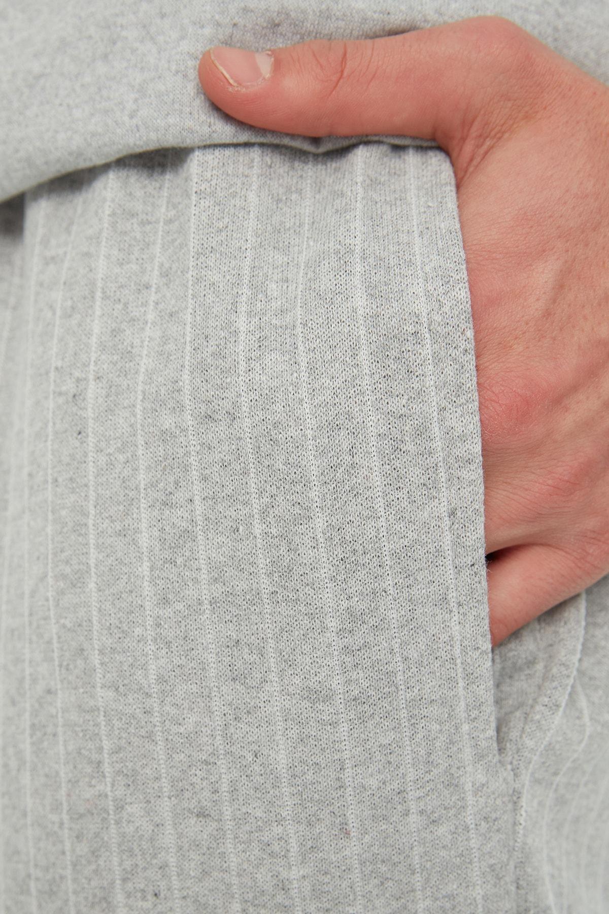 Grey Printed Crew Neck Pajama Set, , large image number 2