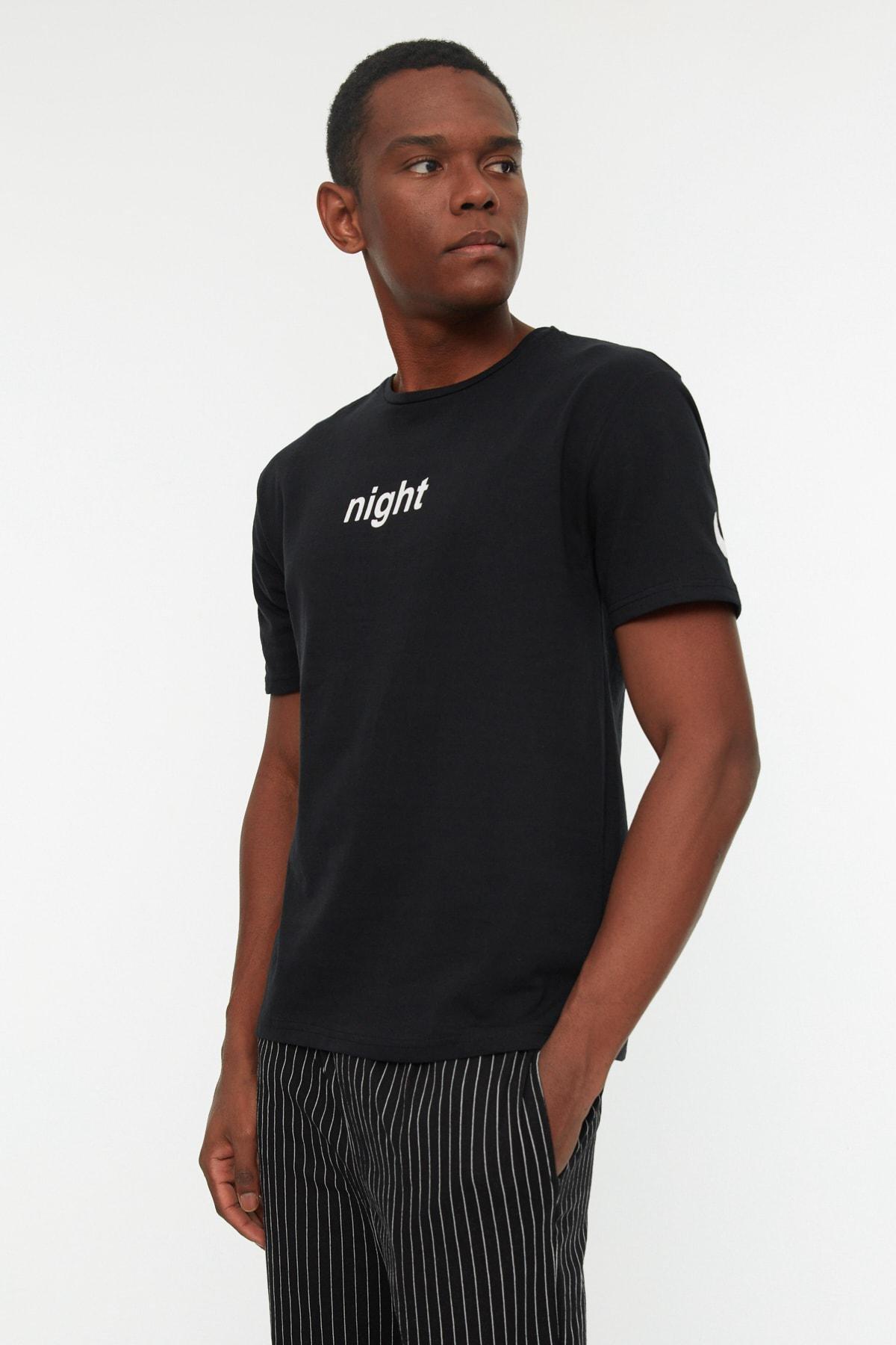 Black Printed Pajama Set, Black, large image number 2