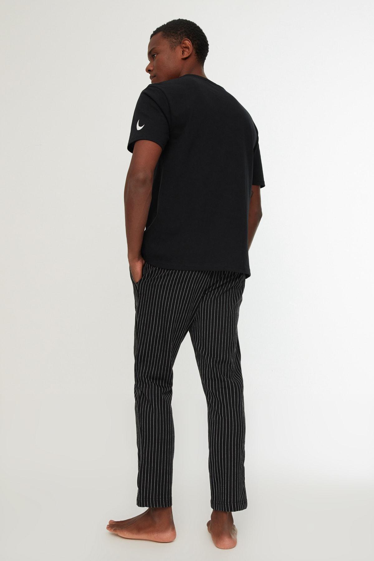 Black Printed Pajama Set, Black, large image number 5