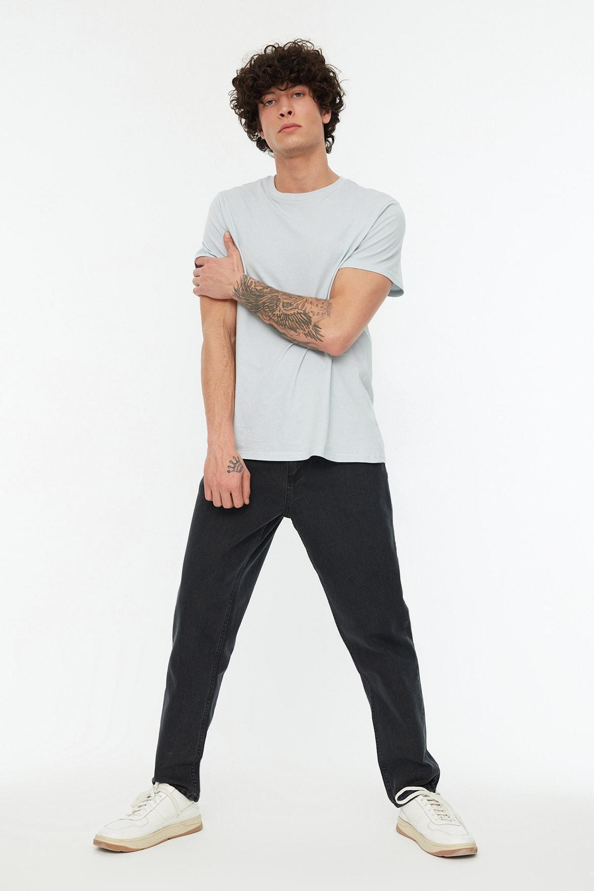Black Relaxed Mid Waist Jeans, , large image number 1