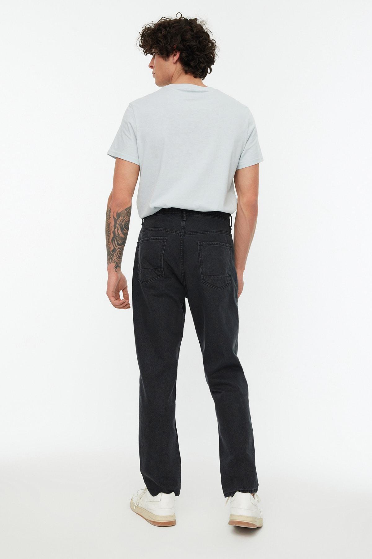 Black Relaxed Mid Waist Jeans, , large image number 4