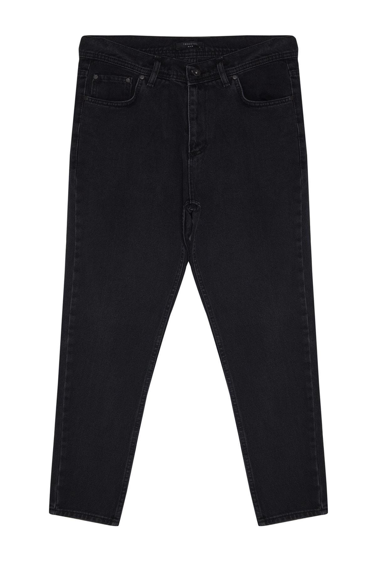 Black Relaxed Mid Waist Jeans, , large image number 5