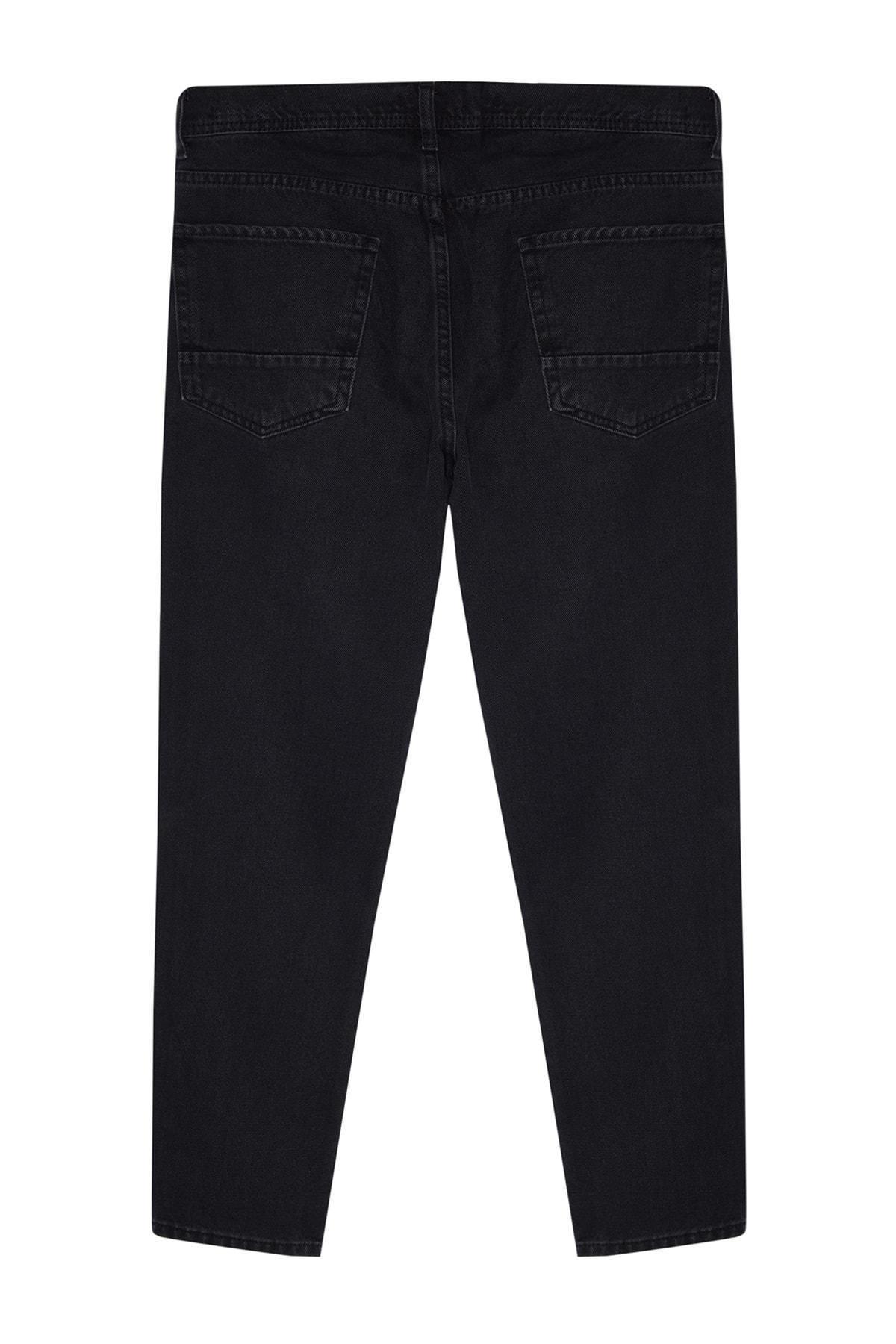 Black Relaxed Mid Waist Jeans, , large image number 7