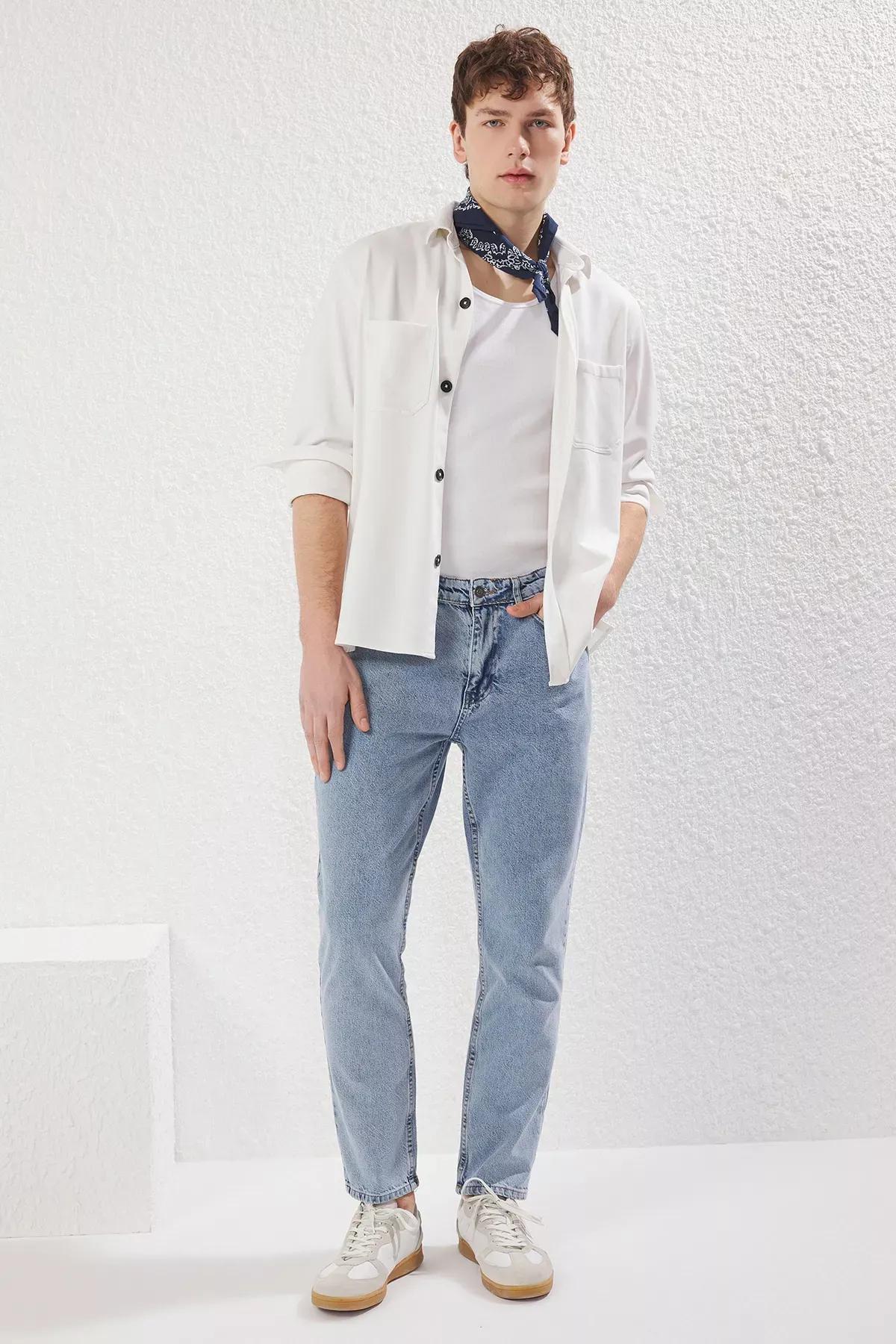 Blue Relax Fit Boyfriend Jeans, , large image number 1
