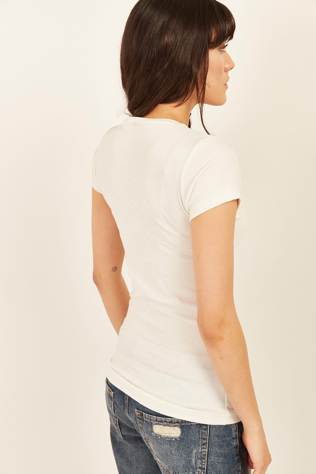 Ecru Zippered Camisole T-Shirt, , large image number 3