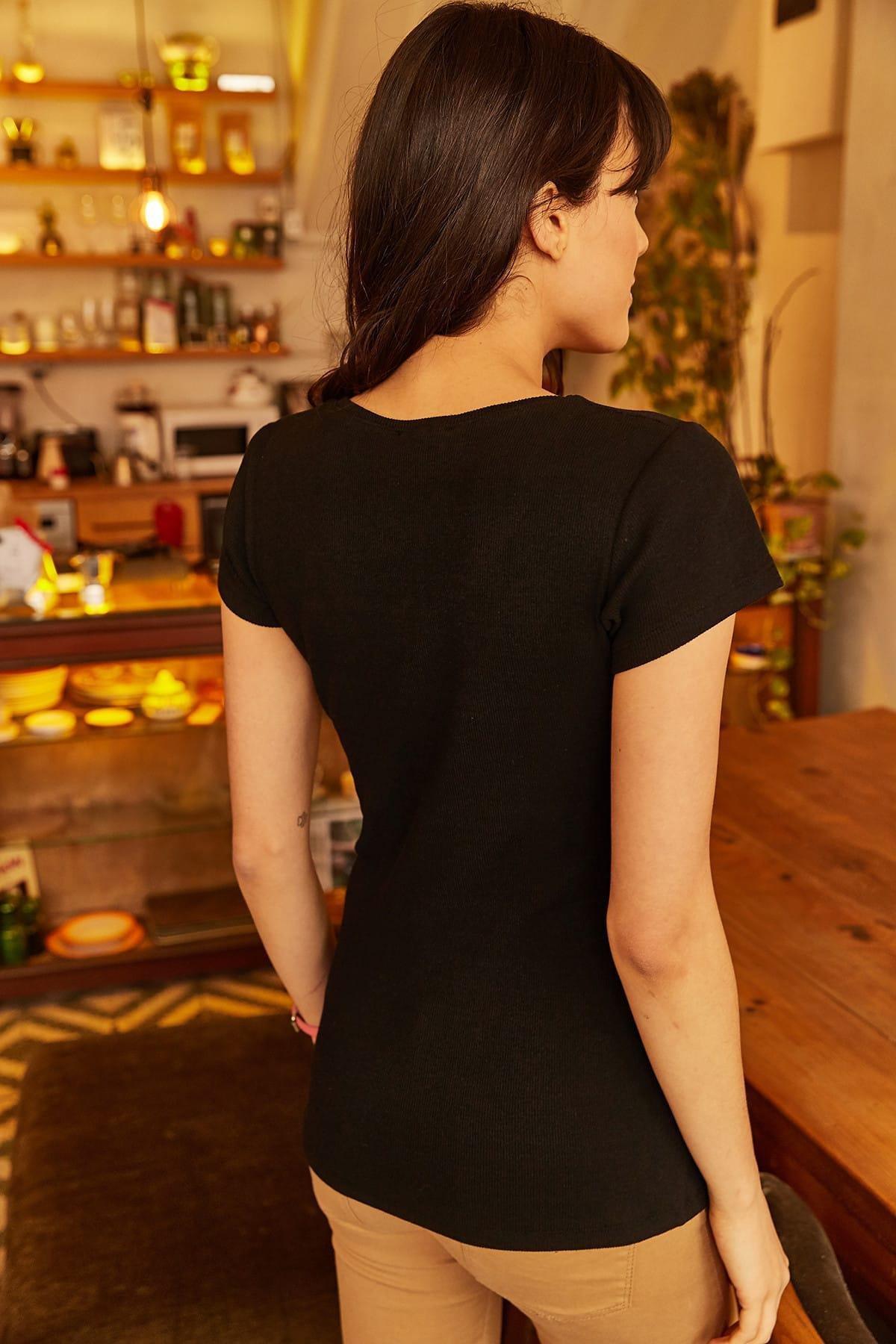 Black Zippered Camisole T-Shirt, , large image number 3