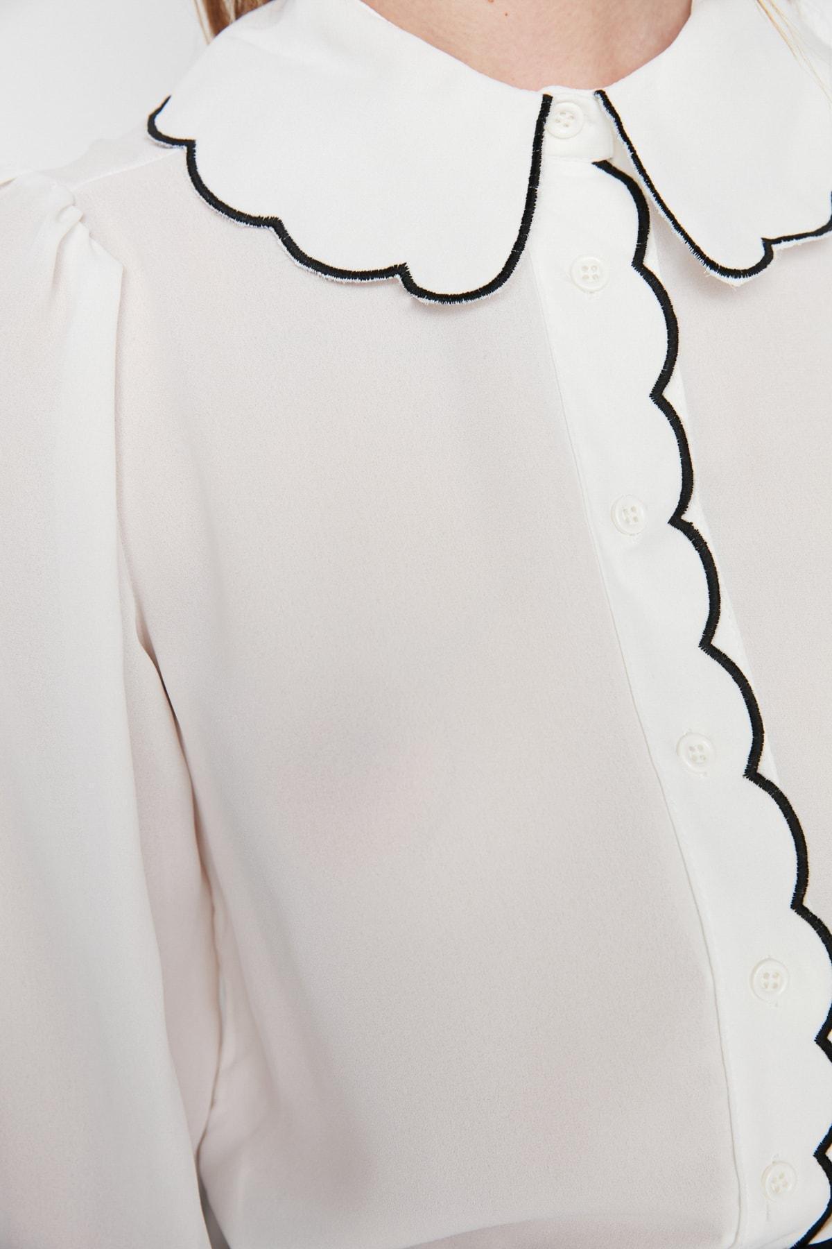 White Regular Peter Pan Collar Shirt, , large image number 3