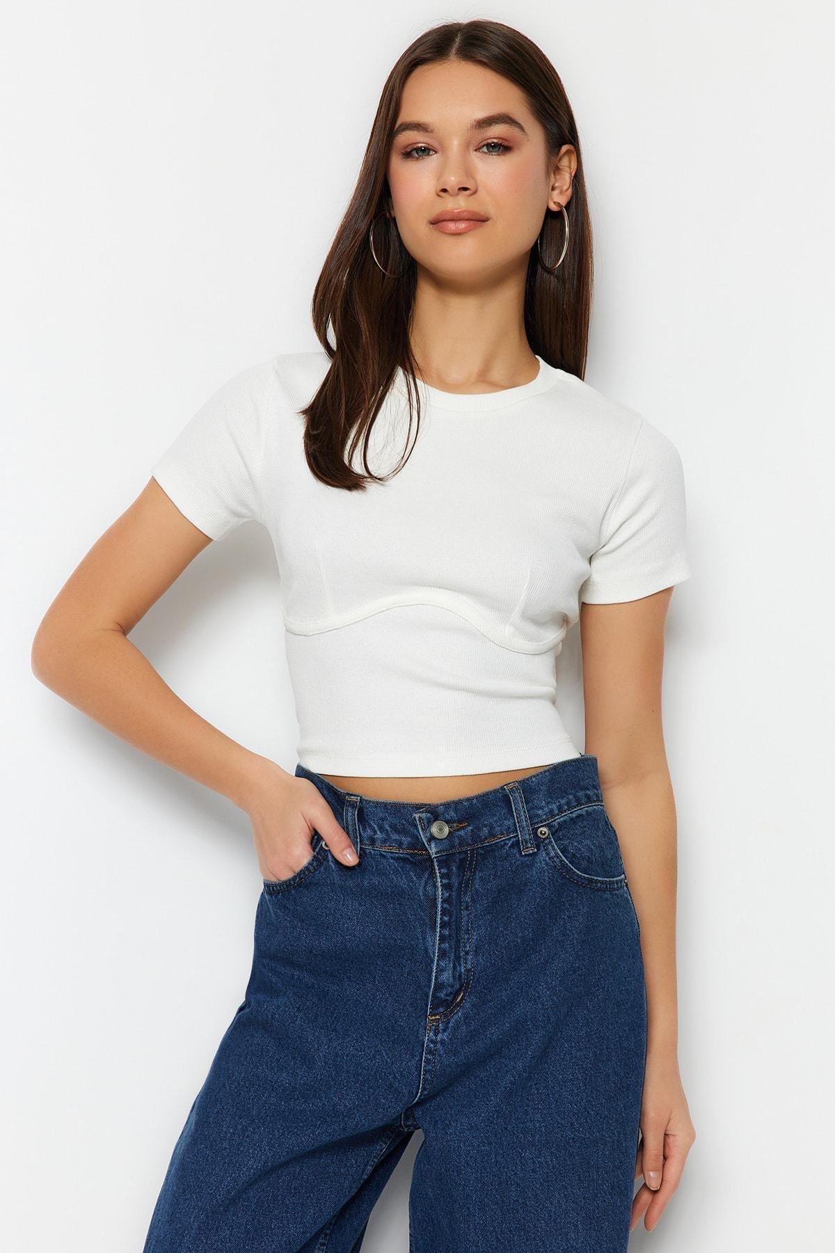 White Crew Neck Blouse, , large image number 3