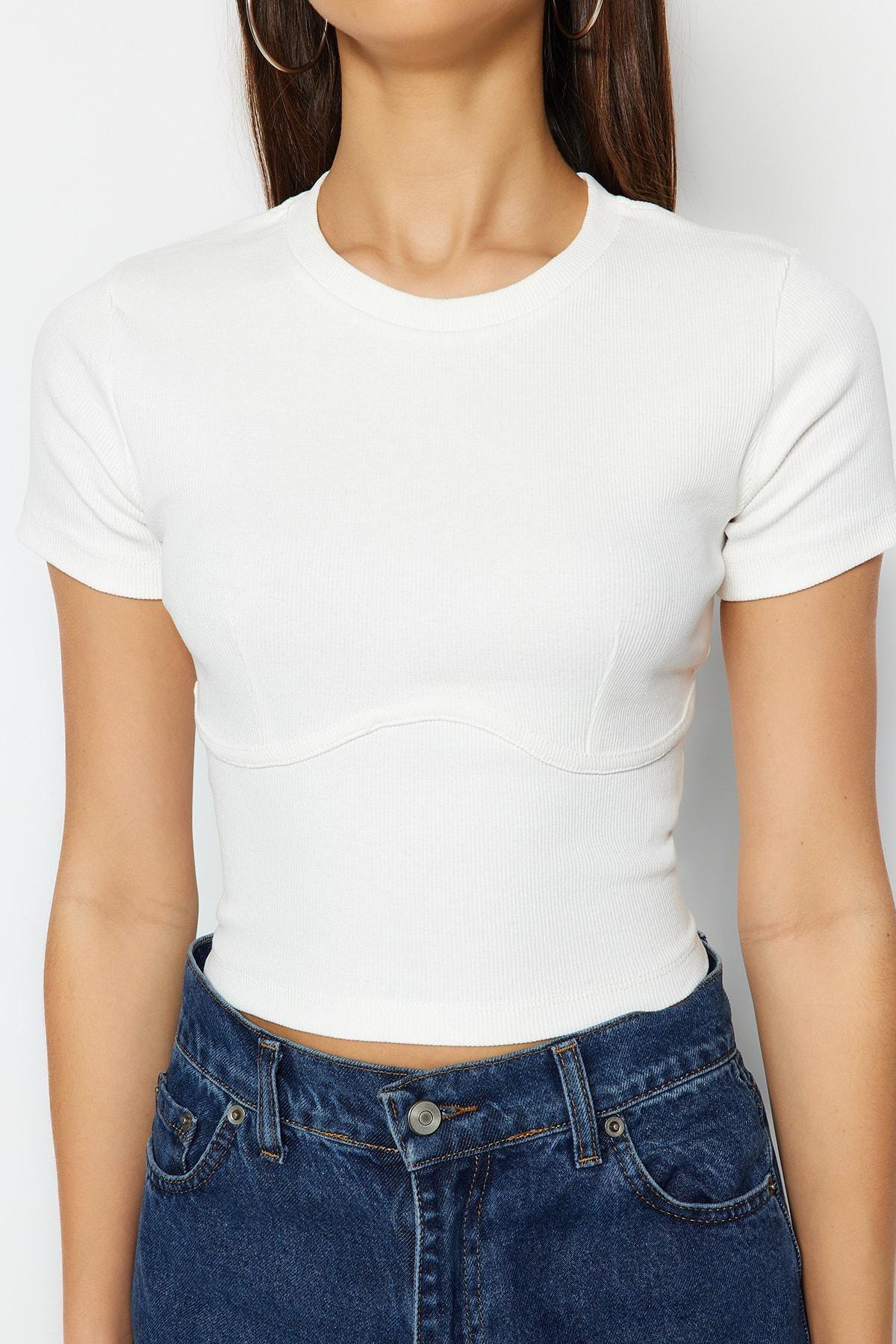White Crew Neck Blouse, , large image number 4