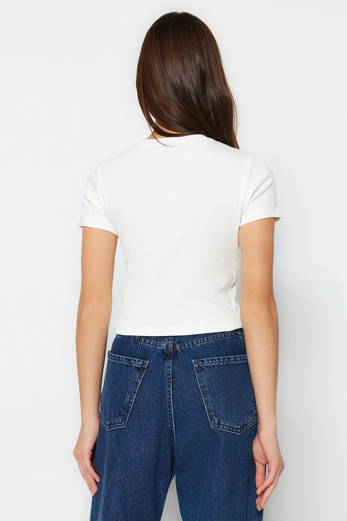White Crew Neck Blouse, , large image number 6