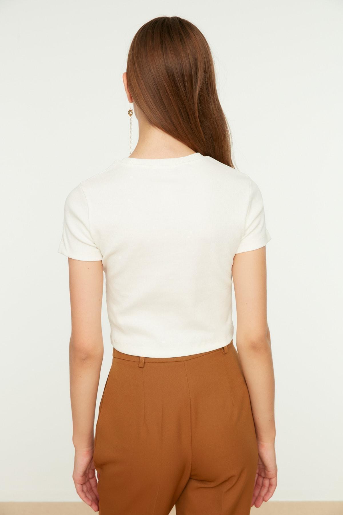 White Crew Neck Blouse, , large image number 8