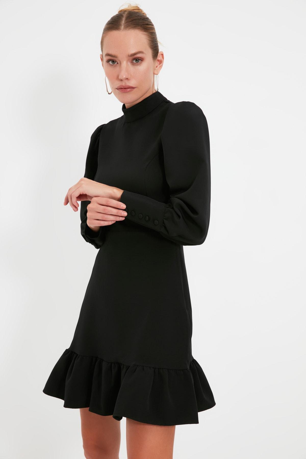 Black Ruffle Hem Mini Dress, , large image number 2