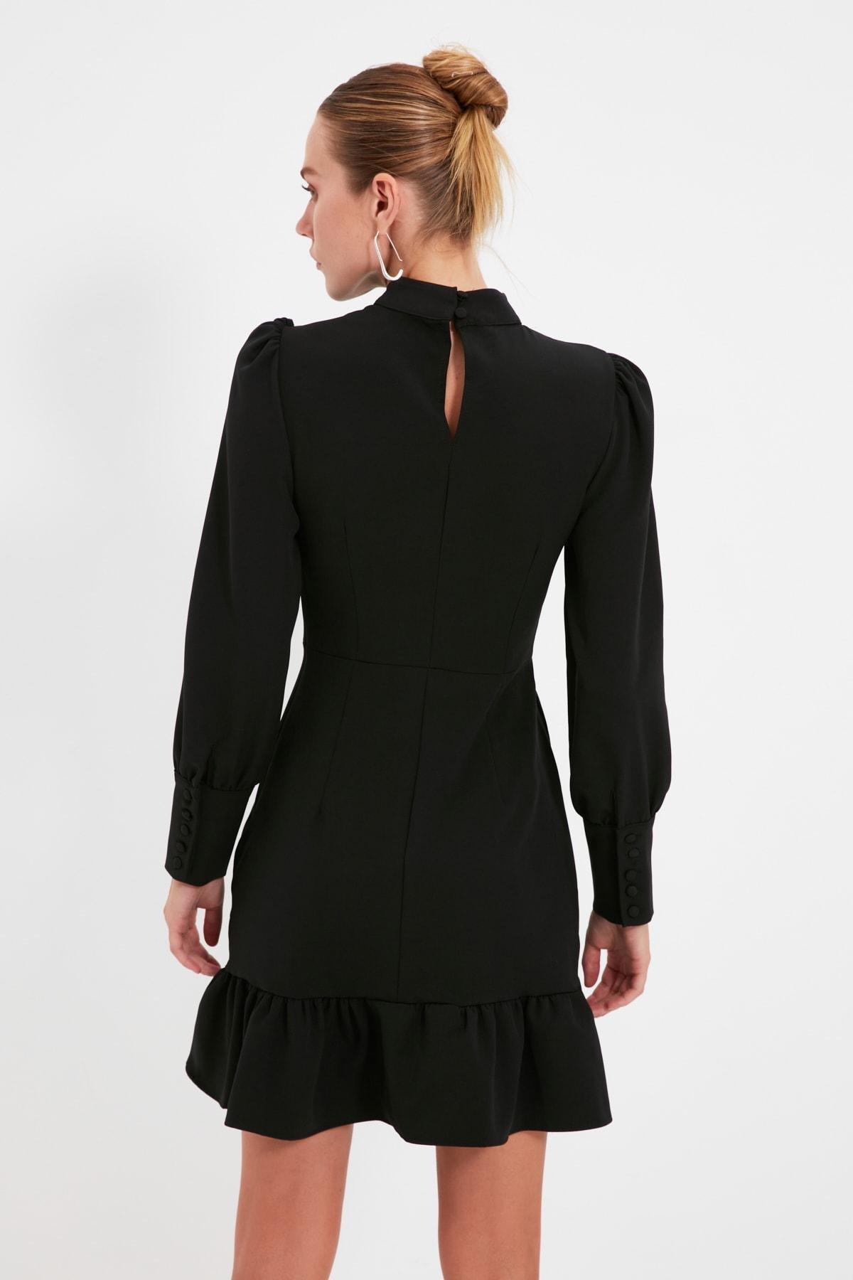 Black Ruffle Hem Mini Dress, , large image number 4