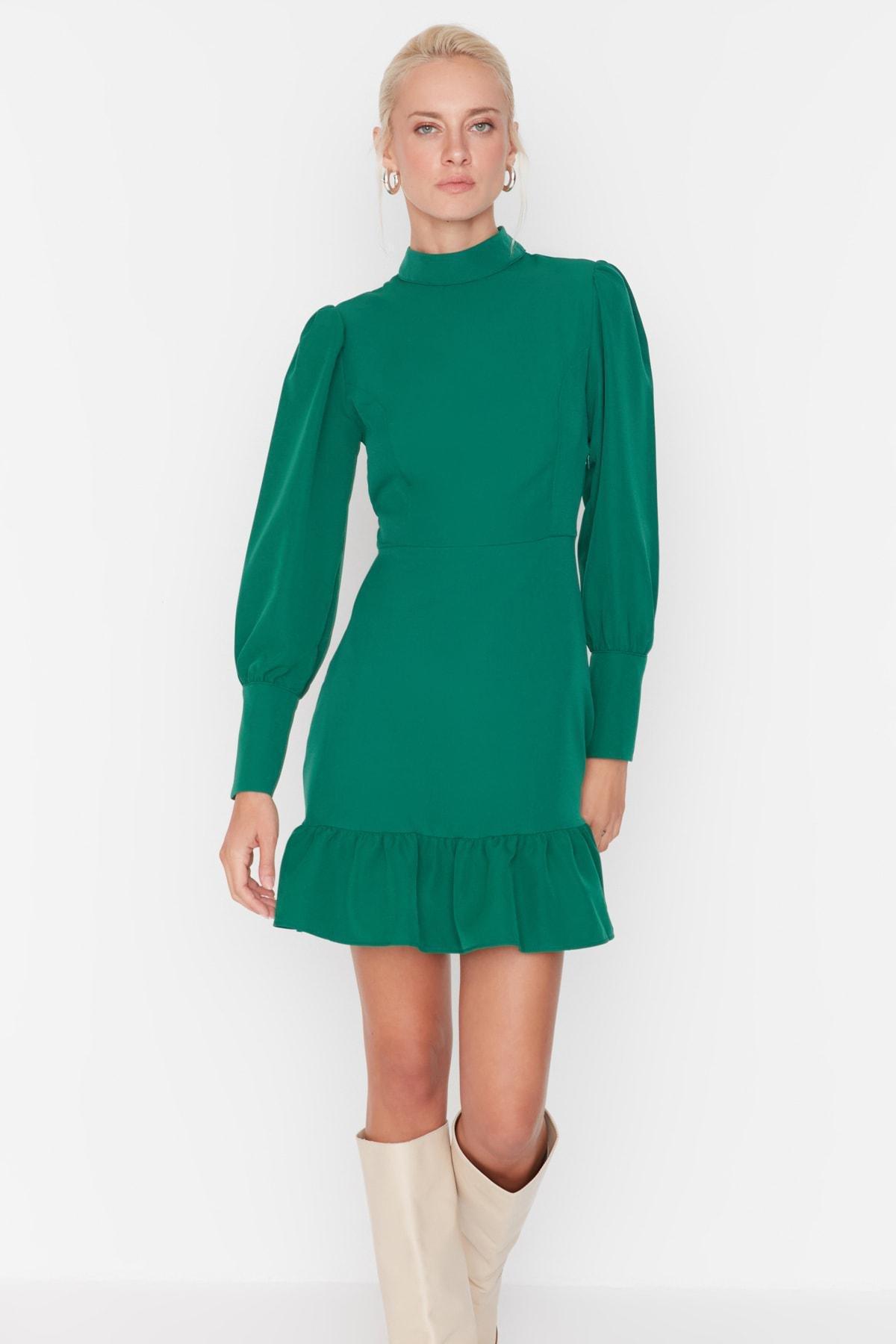 Green Ruffle Hem Mini Dress, , large image number 2