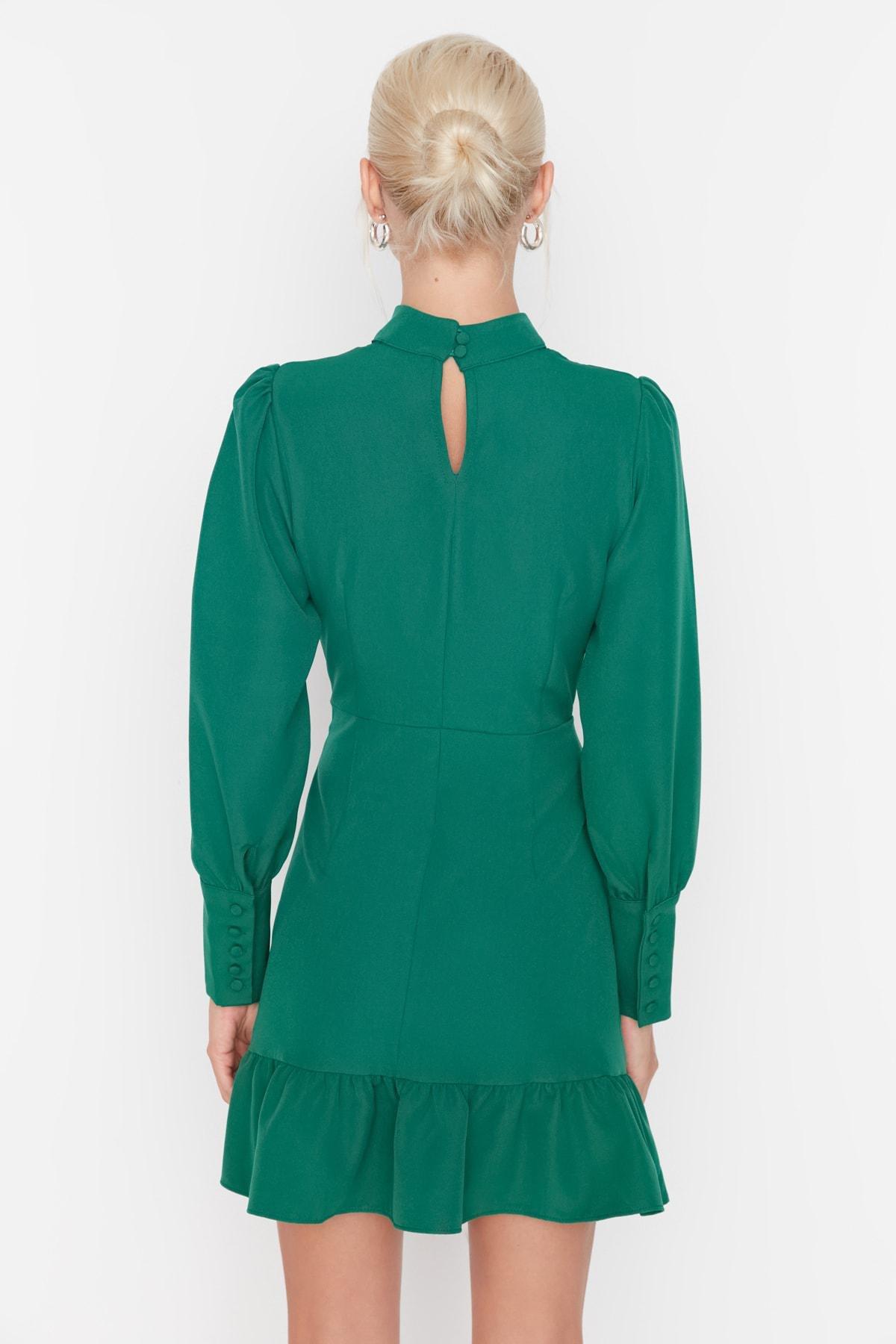 Green Ruffle Hem Mini Dress, , large image number 4