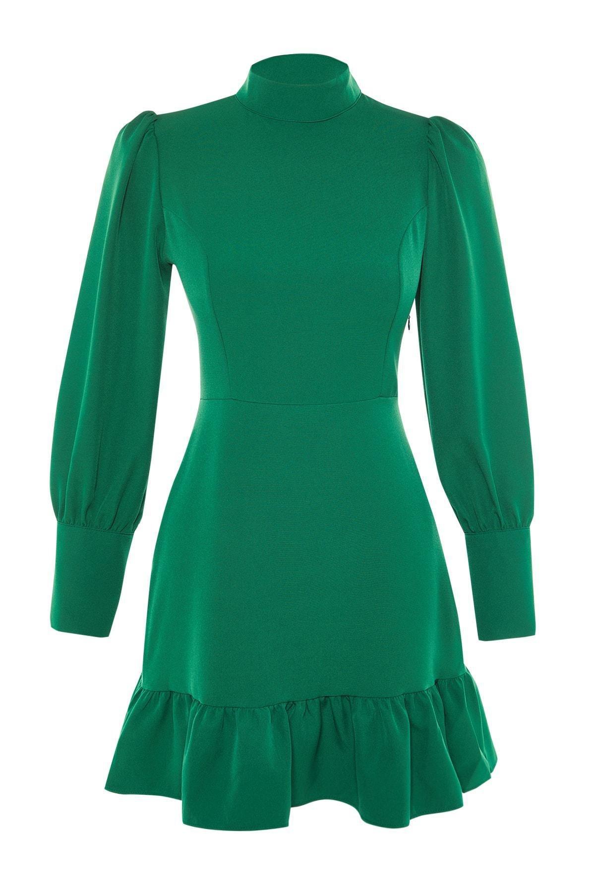 Green Ruffle Hem Mini Dress, , large image number 5
