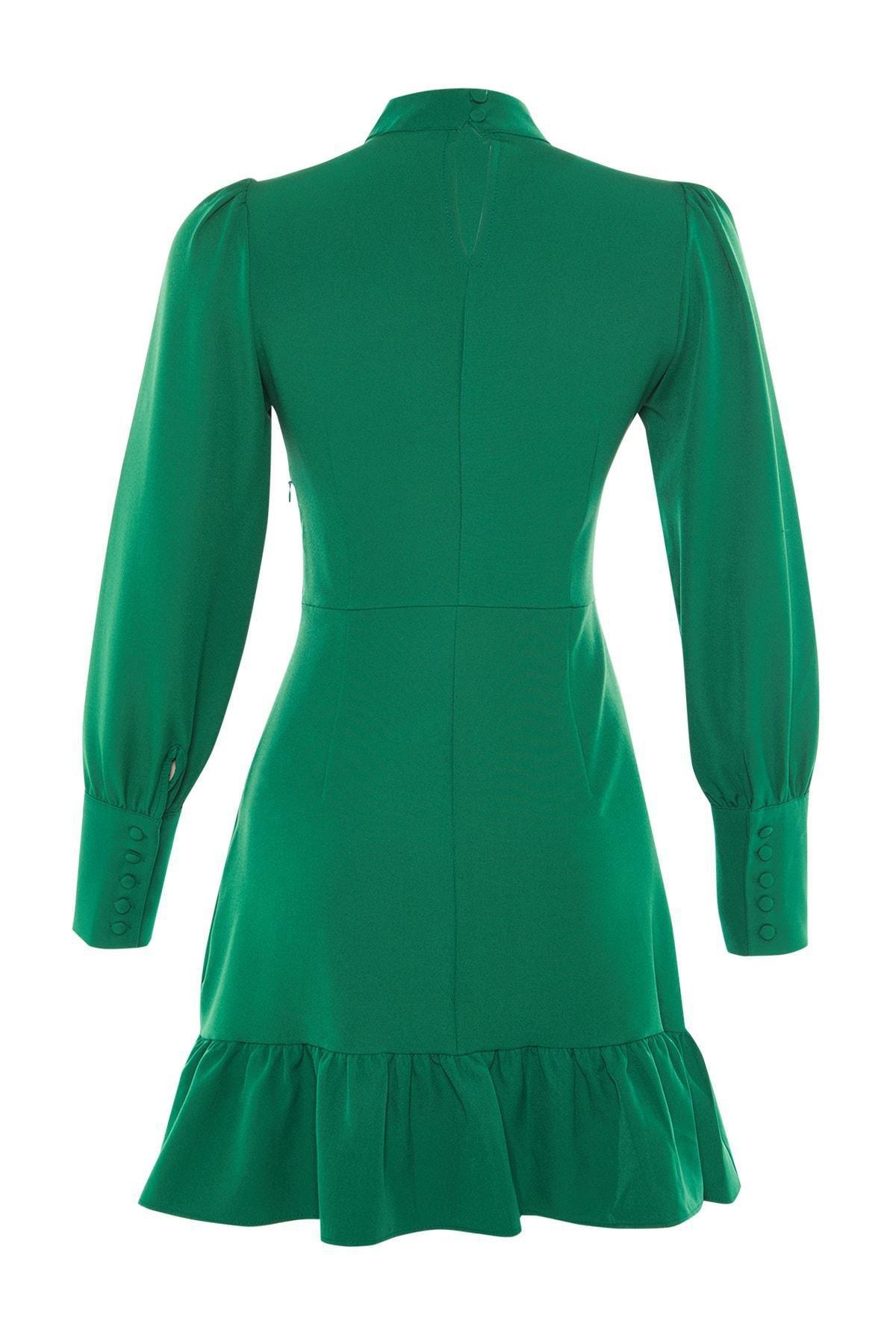 Green Ruffle Hem Mini Dress, , large image number 6