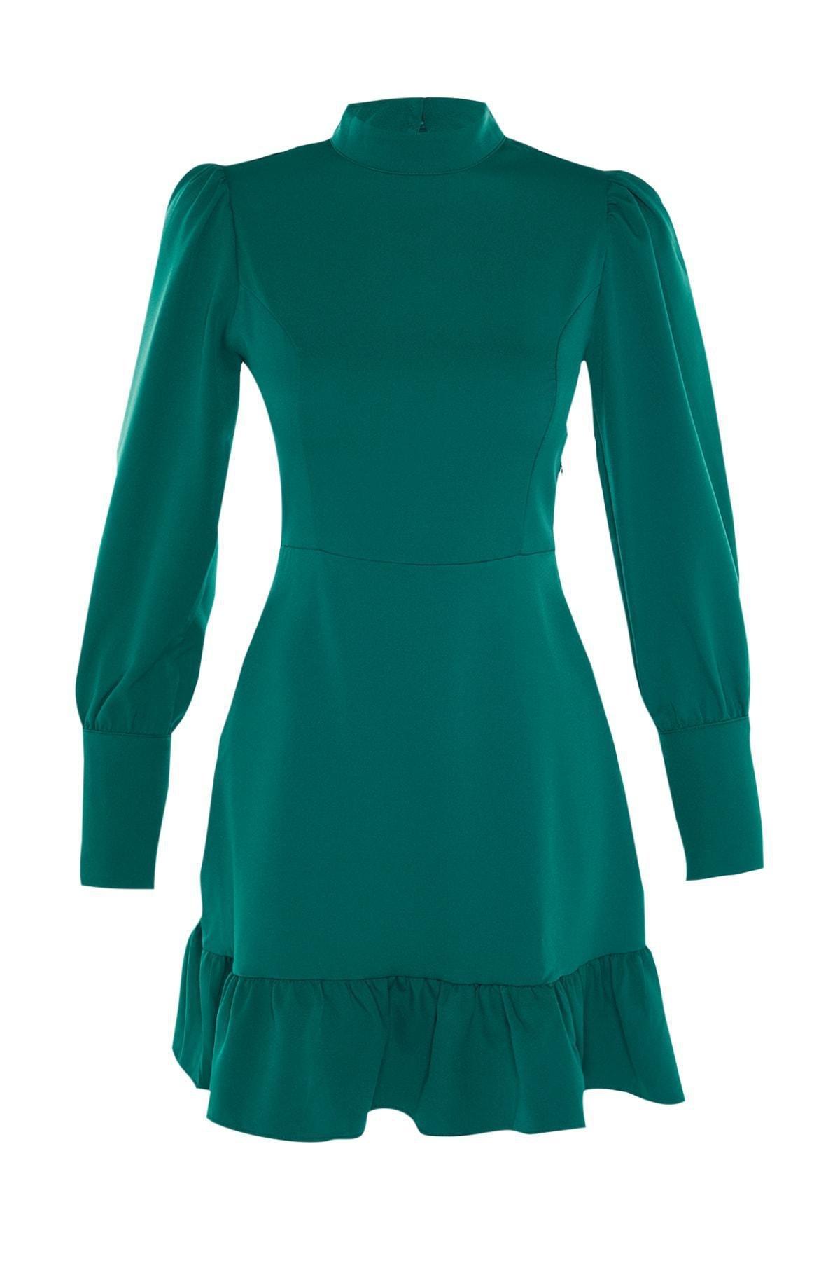Green Ruffle Hem Mini Dress, , large image number 7