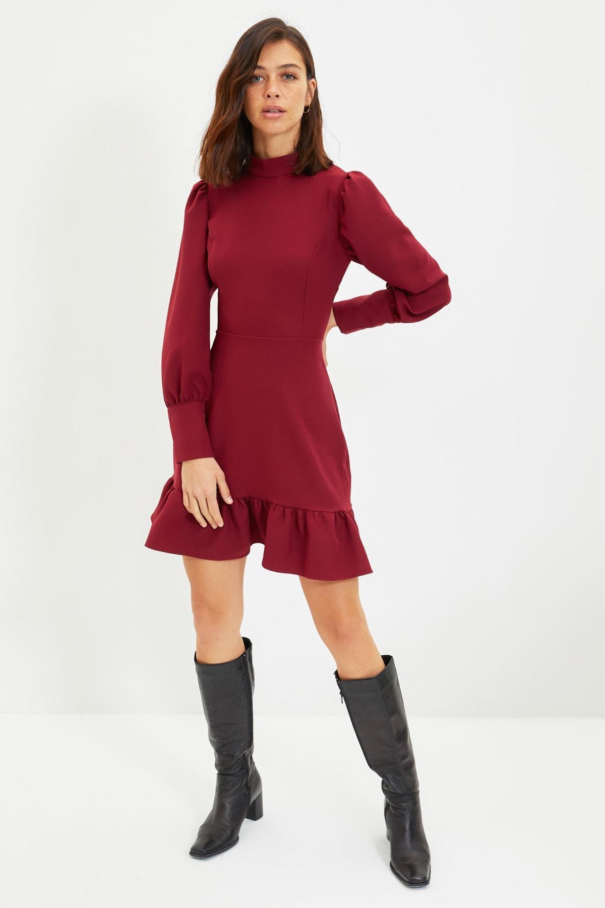 Red Ruffle Hem Dress, , large image number 0