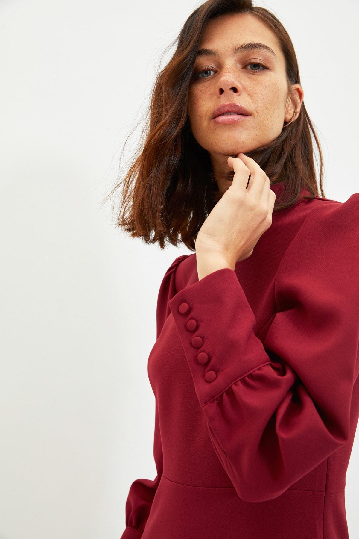 Red Ruffle Hem Dress, , large image number 1