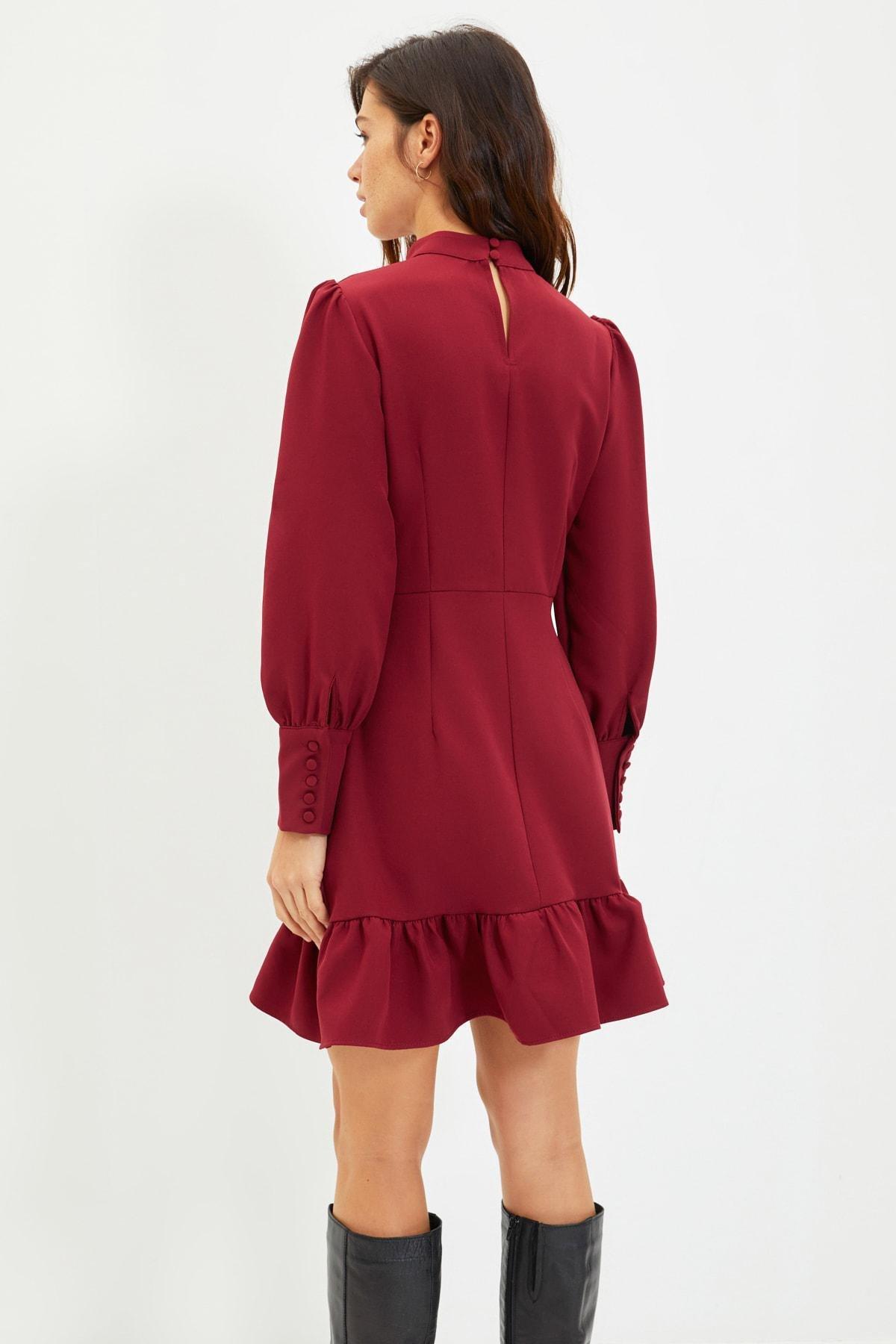 Red Ruffle Hem Dress, , large image number 4