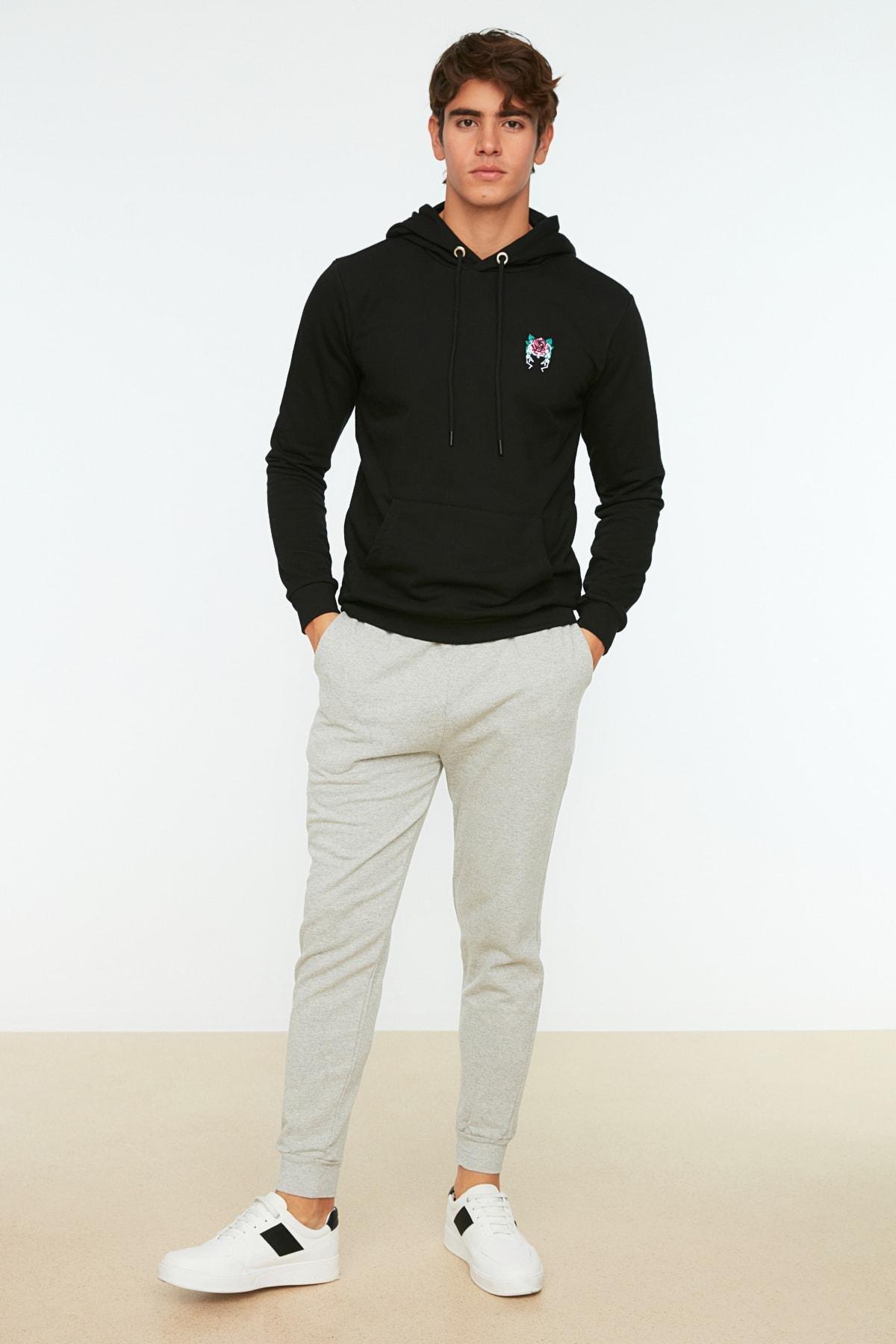 Grey Plain Sweatpants, Gray, large image number 0