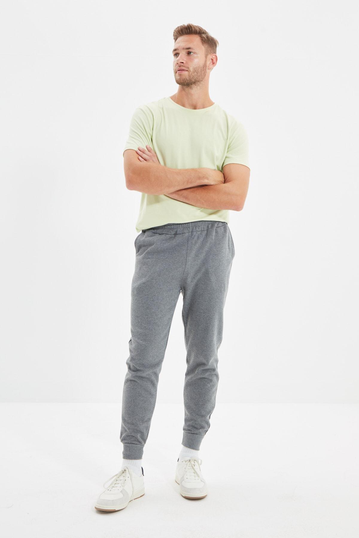 Grey Plain Sweatpants, Gray, large image number 2