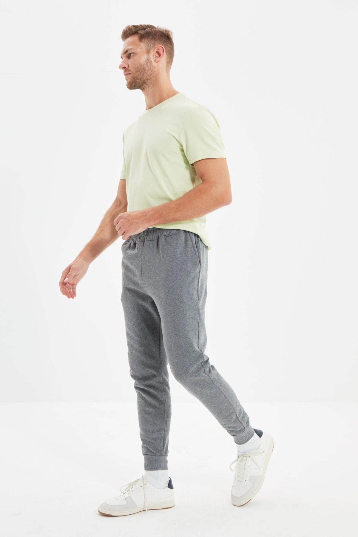 Grey Plain Sweatpants, Gray, large image number 4