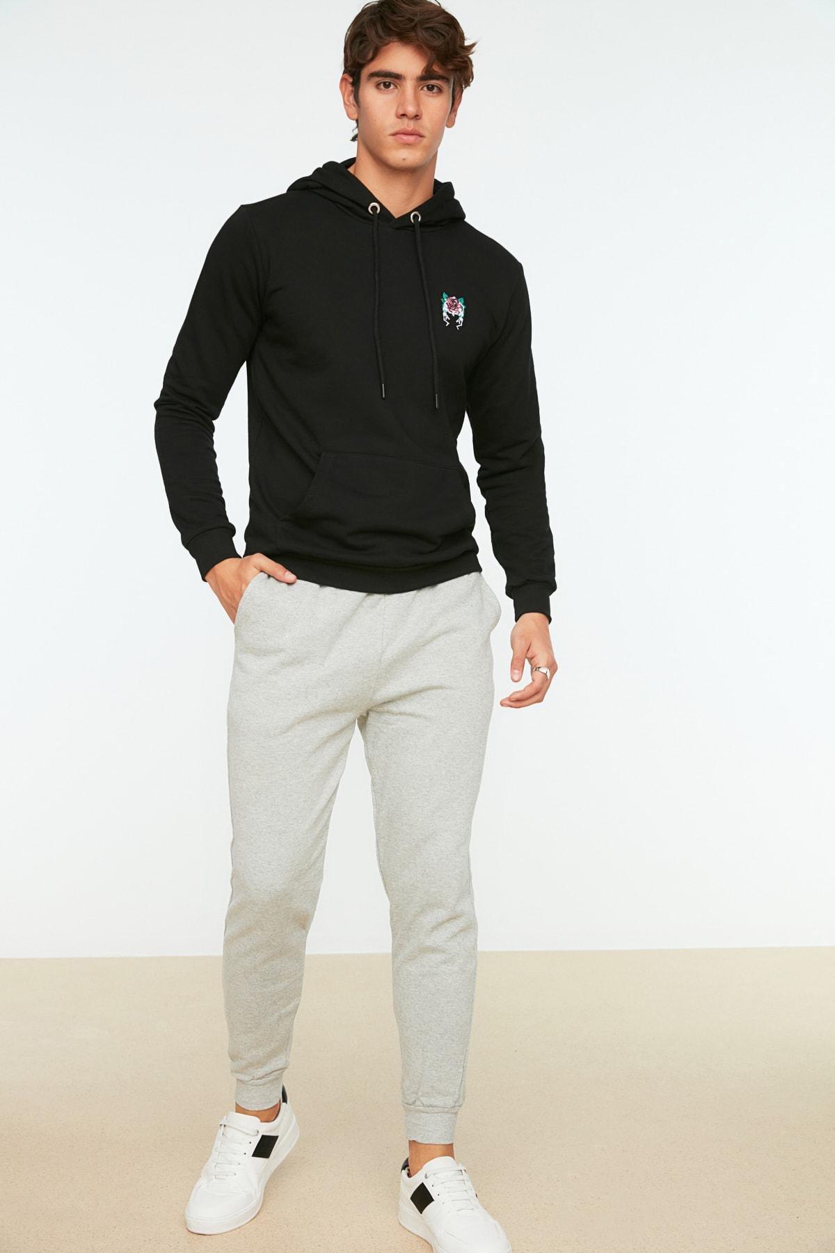 Grey Plain Sweatpants, Gray, large image number 5