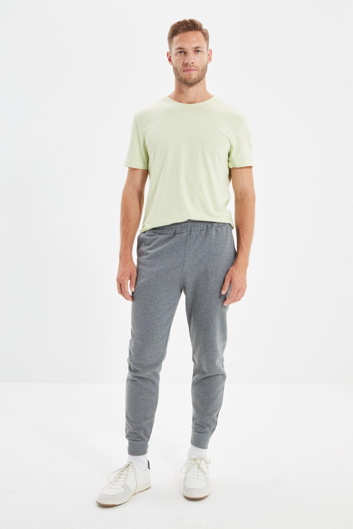 Grey Plain Sweatpants, Gray, large image number 6
