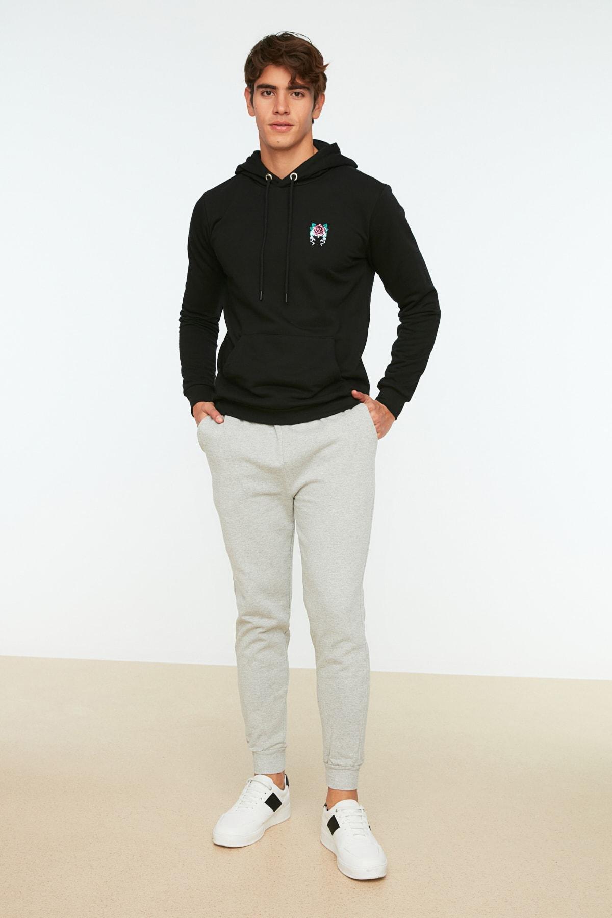 Grey Plain Sweatpants, Gray, large image number 7
