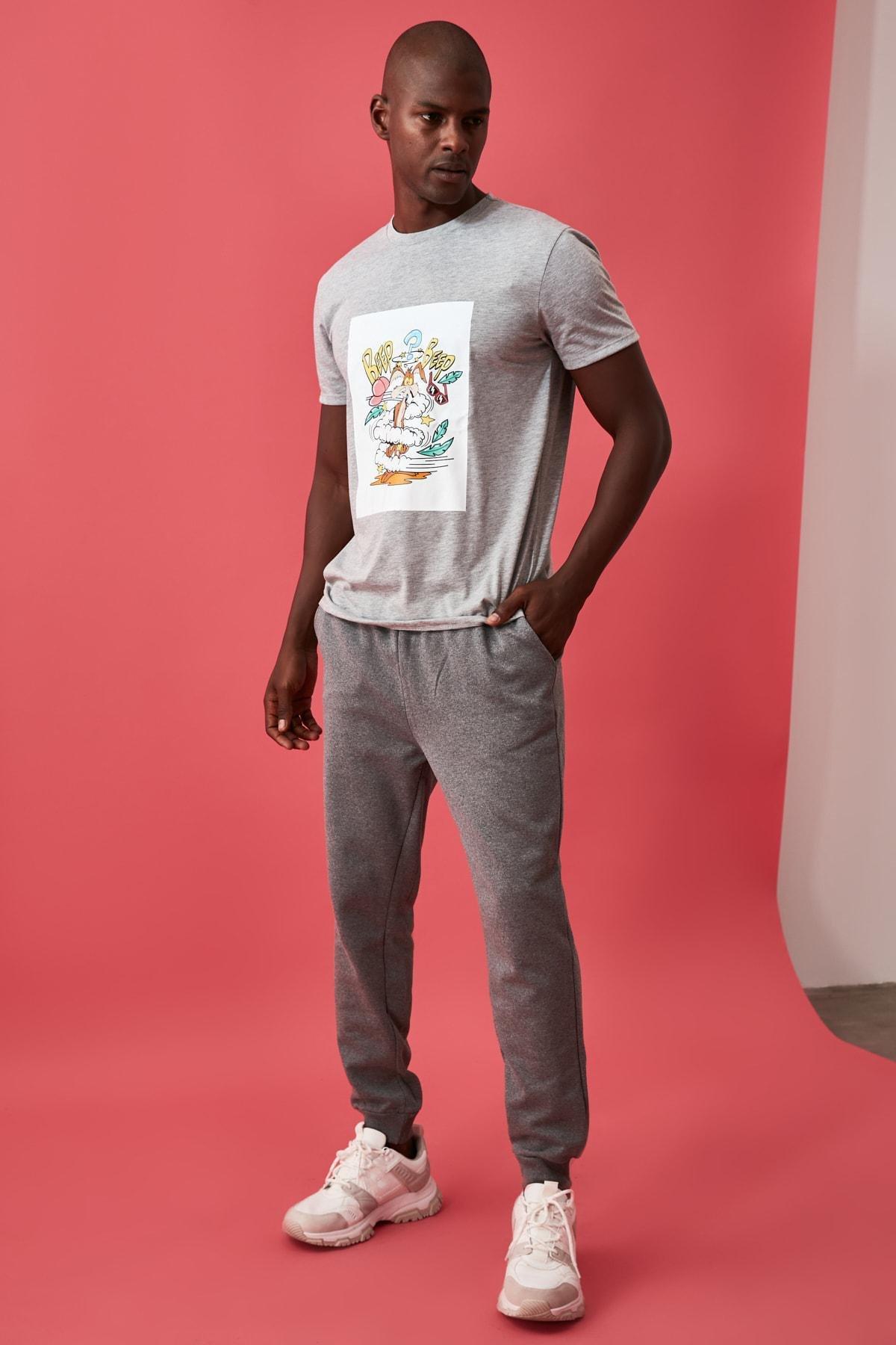Grey Plain Sweatpants, Gray, large image number 11