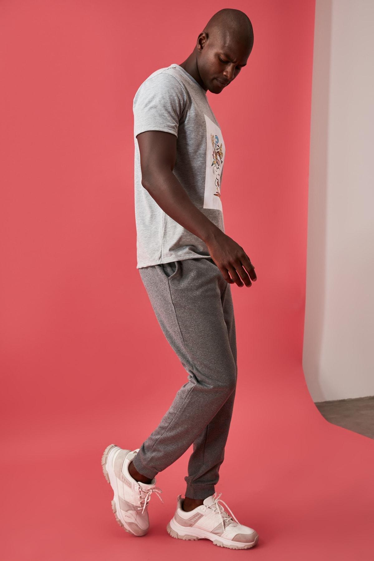 Grey Plain Sweatpants, Gray, large image number 12