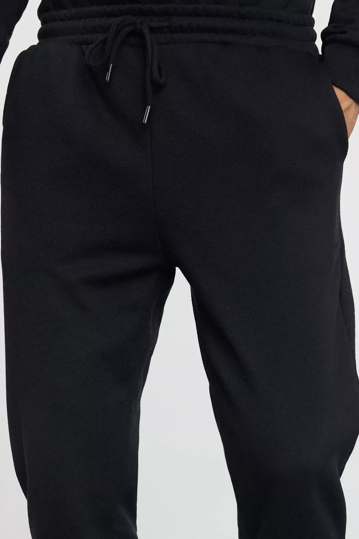 Black Joggers Mid Waist Sweatpants, , large image number 6