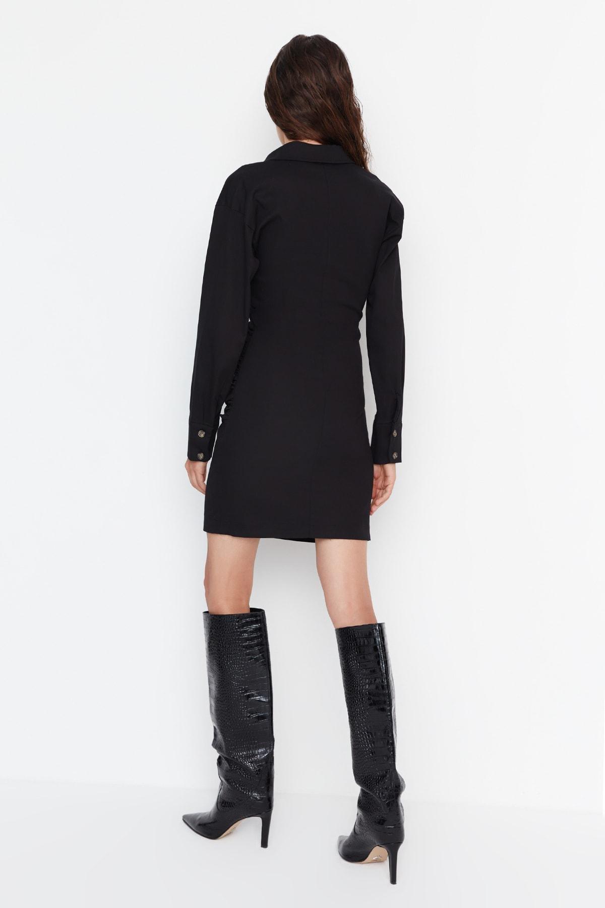 Black Shirt Mini Dress, , large image number 4