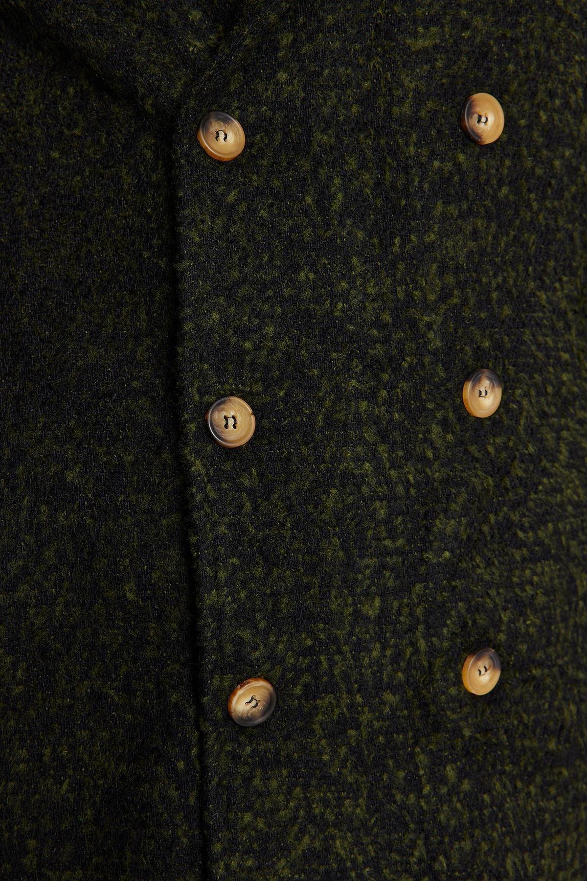 Khaki Knitted Lapel Collar Coat, , large image number 5