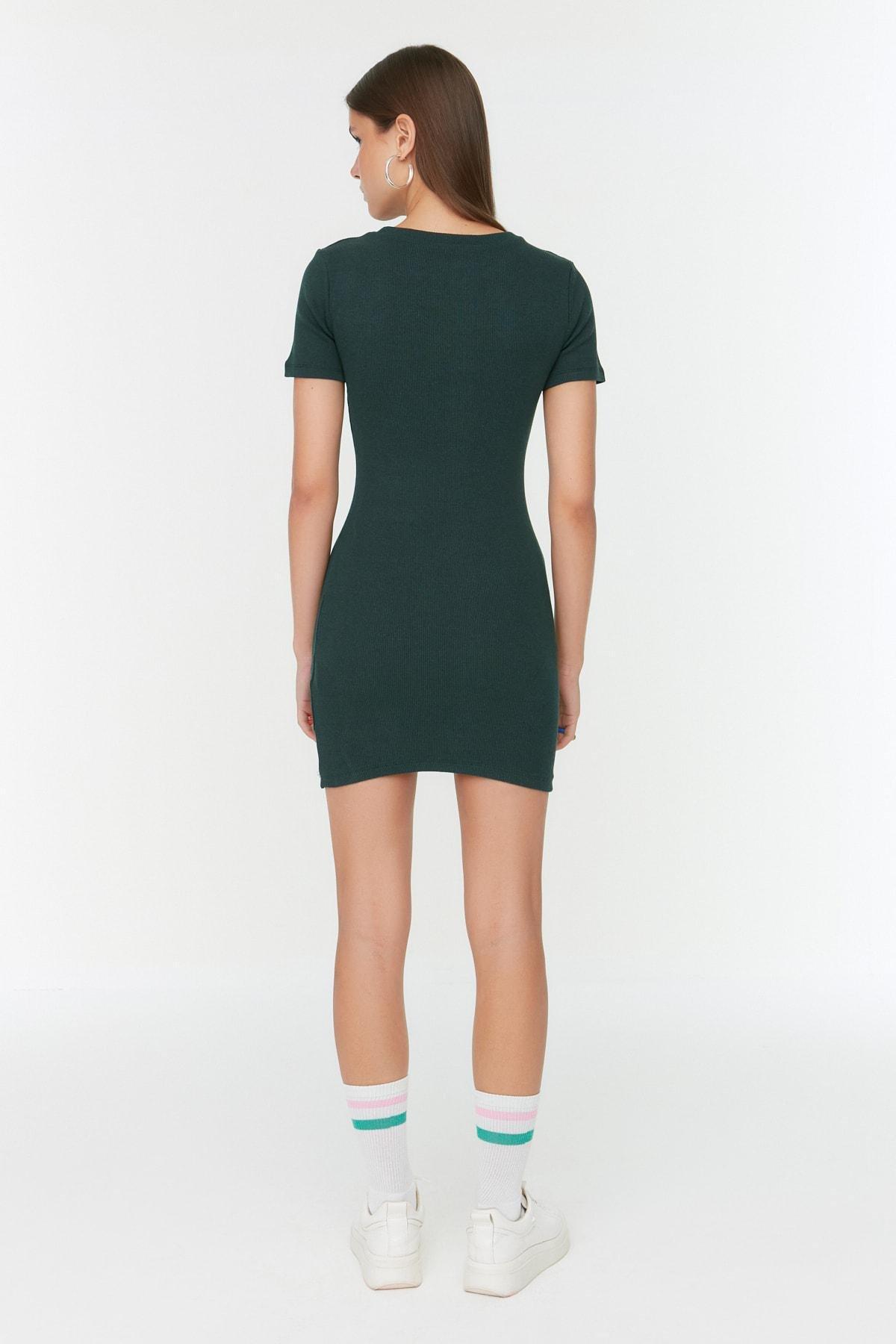Green Crew Neck Bodycon Dress, , large image number 4