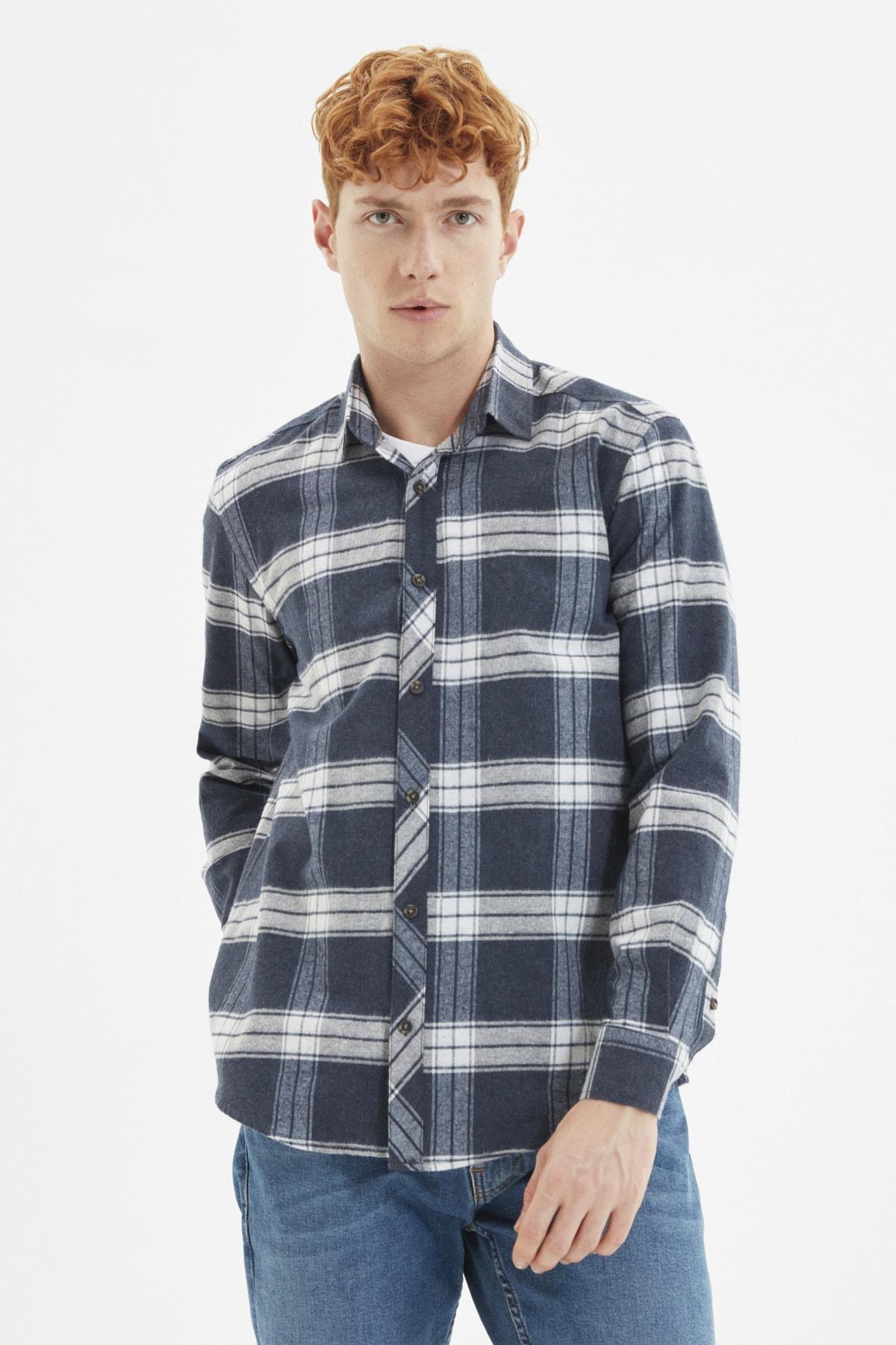 Navy Slim Shirt, Dark blue, large image number 0