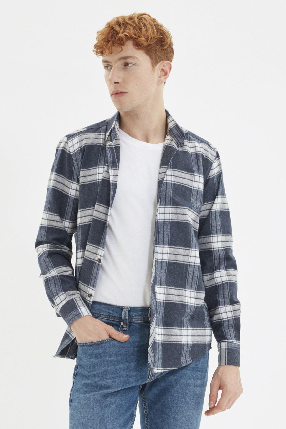 Navy Slim Shirt, Dark blue, large image number 1