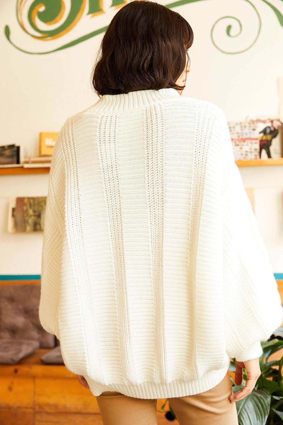 White Oversized Cardigan, Ecru, large image number 5