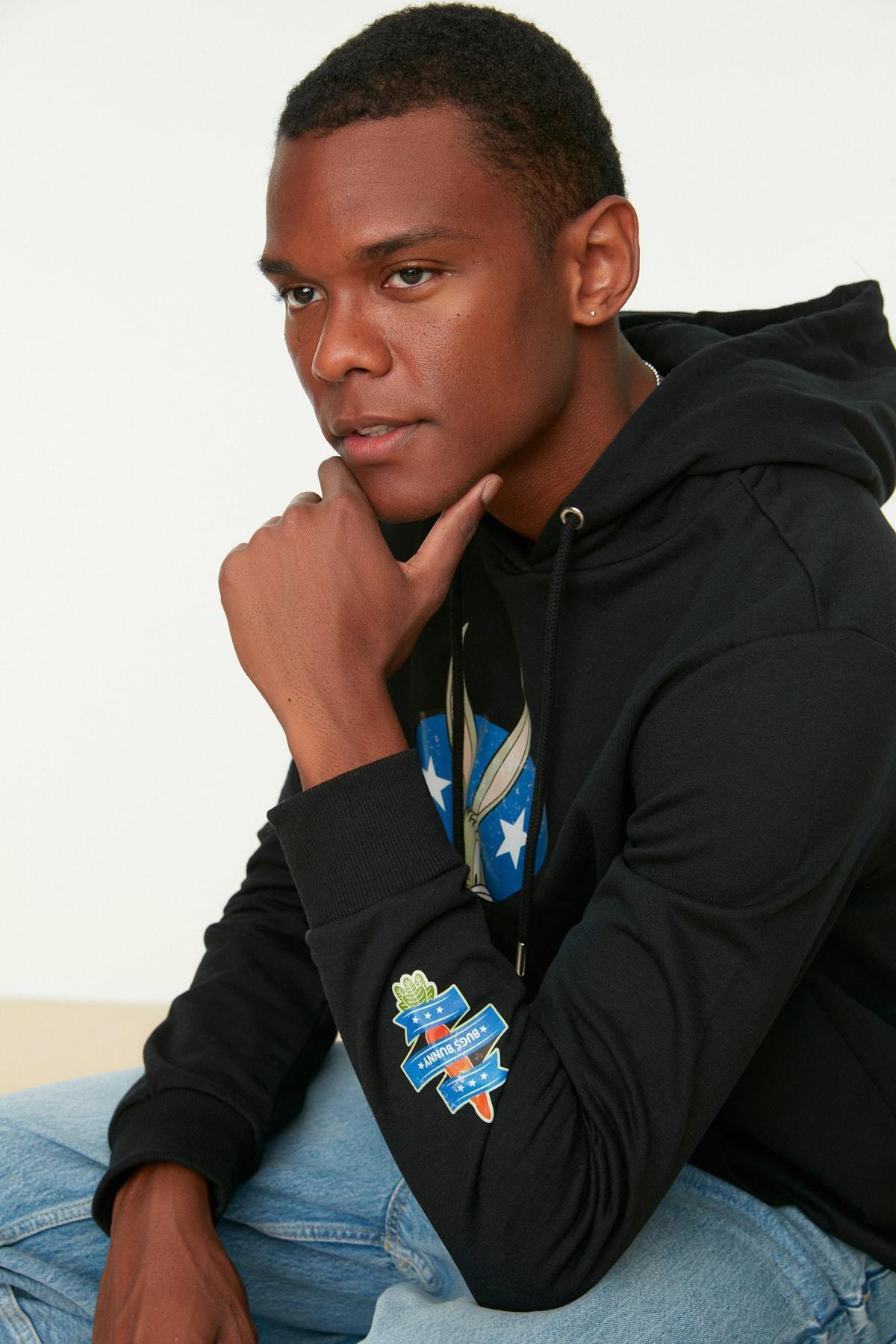 Black Hooded Sweatshirt, , large image number 1