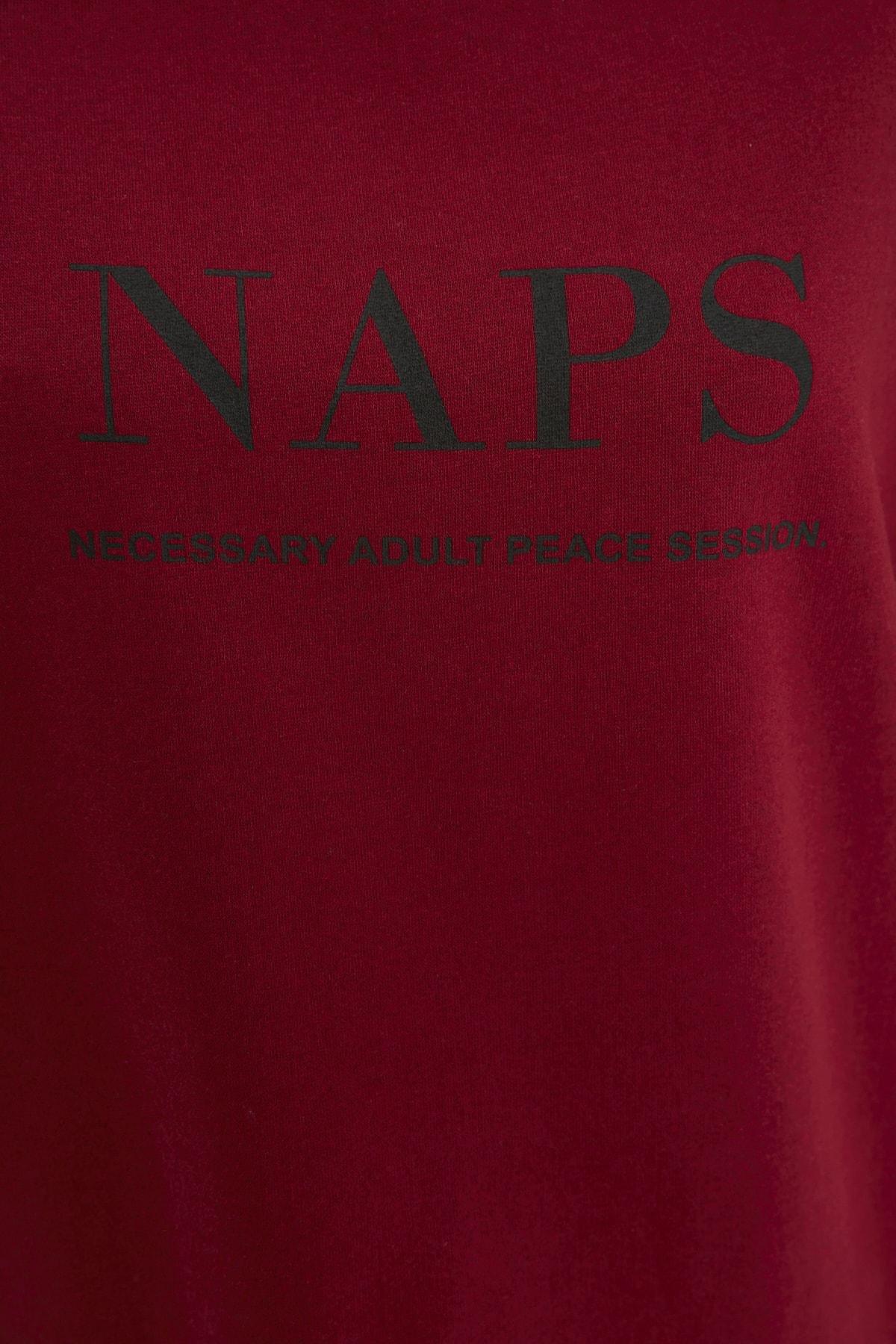 Burgundy Printed Pajama Set, Burgundy, large image number 1