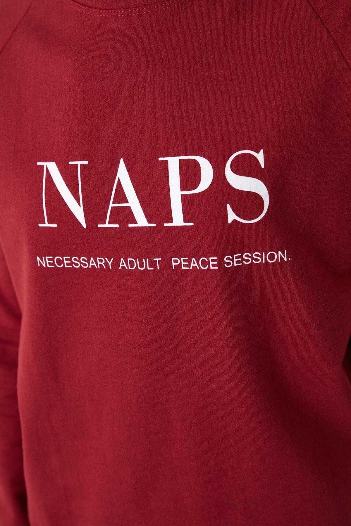 Burgundy Printed Pajama Set, Burgundy, large image number 7