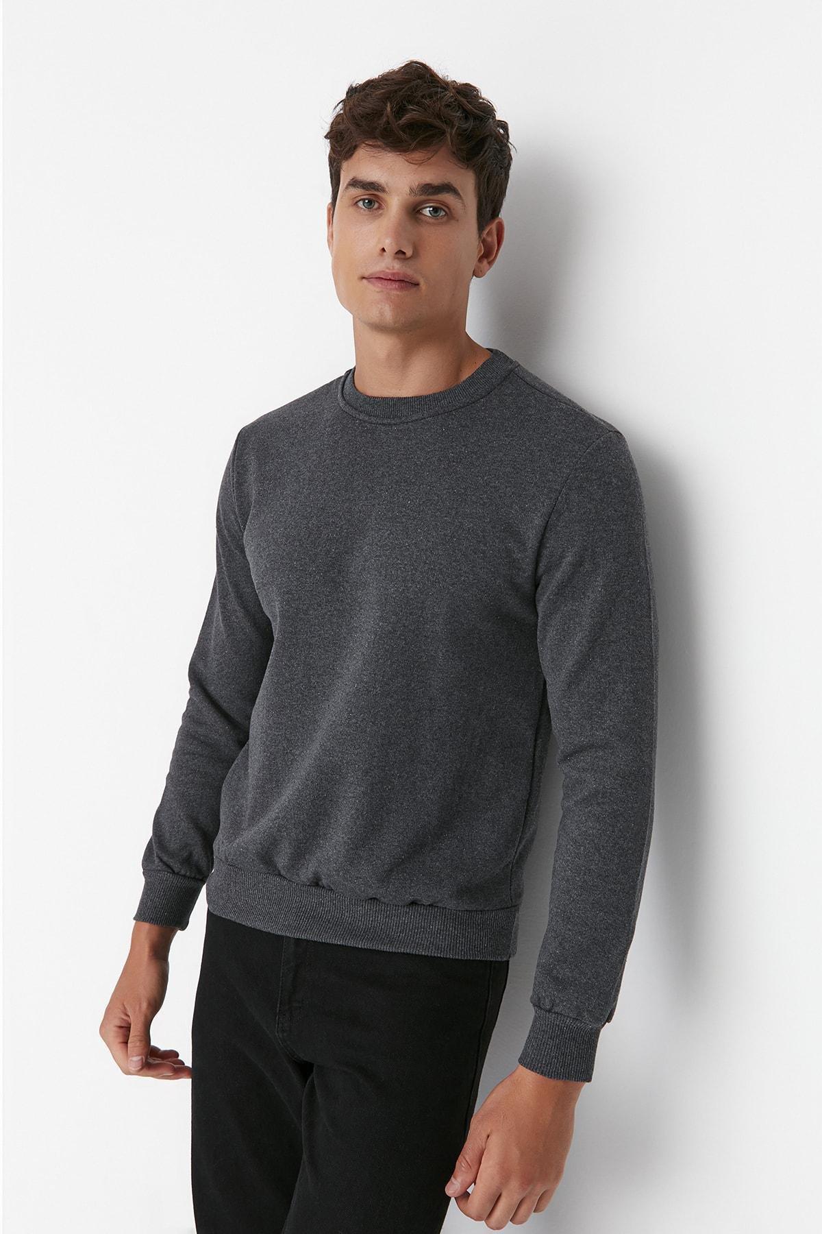 Trendyol - Grey Regular Crew Neck Sweatshirt