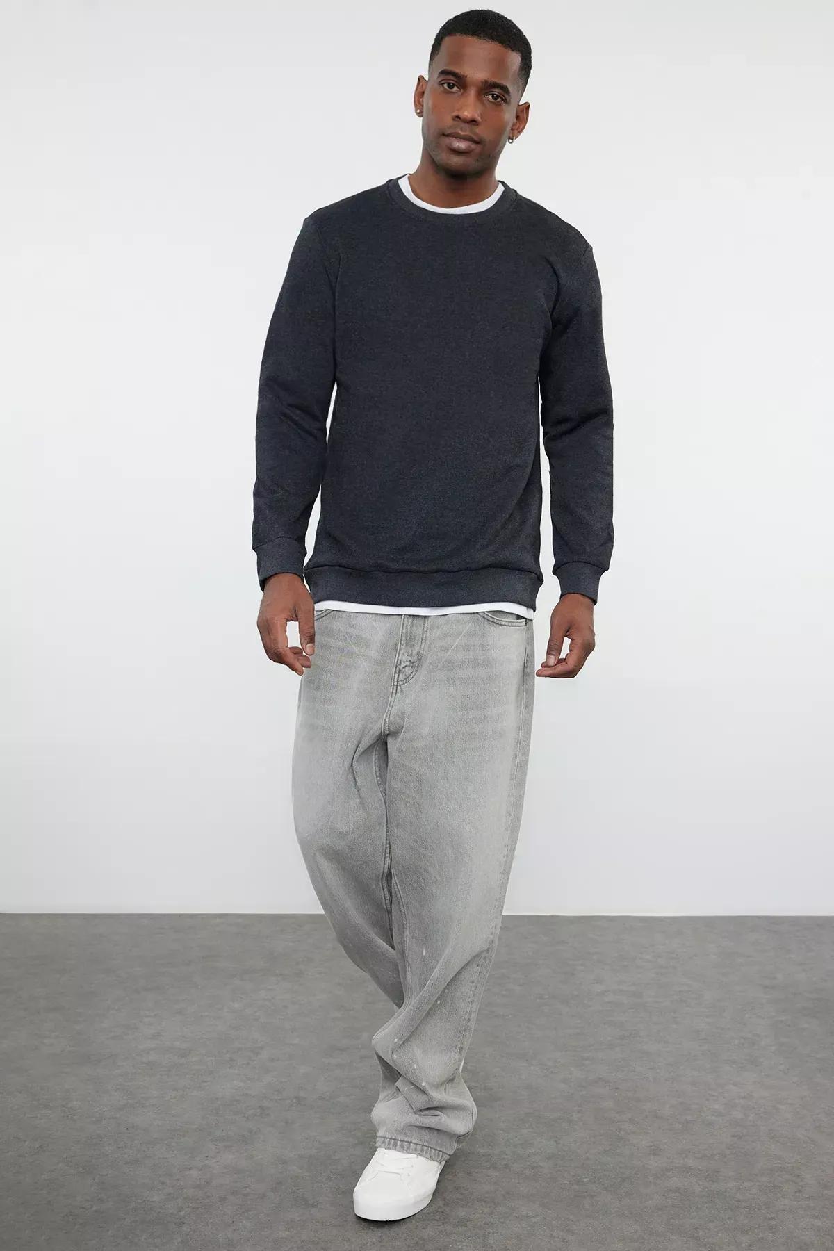 Grey Regular Crew Neck Sweatshirt, , large image number 2