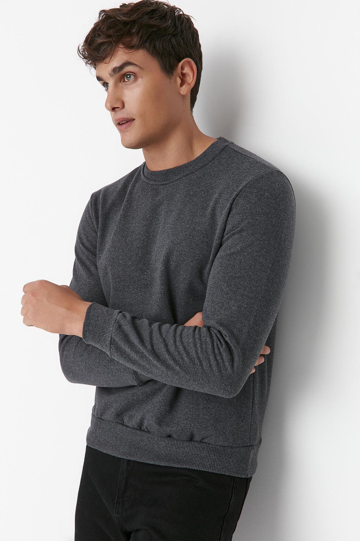 Trendyol - Grey Regular Crew Neck Sweatshirt